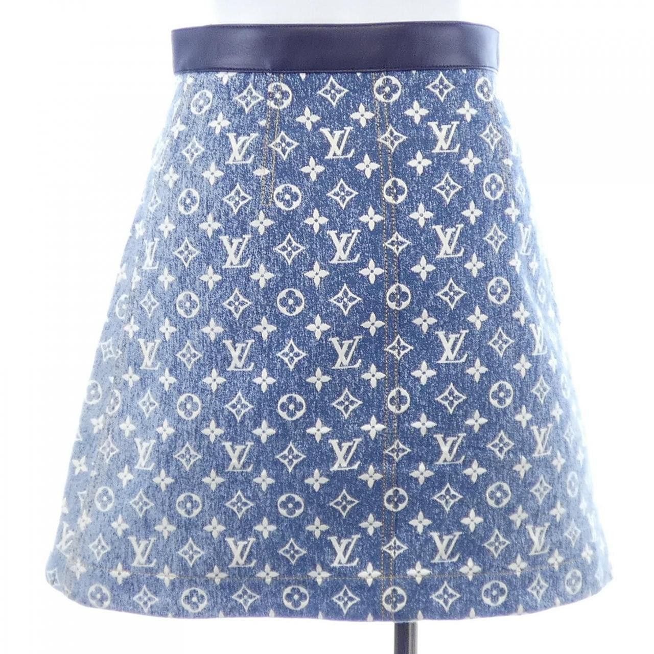 Louis Vuitton Louis Vuitton Louis Vuitton Monogram Jacquard Denim Skirt Textile Skirts FMSK27KJ2 DUTY FREE for USA Size ONE SIZE - 2 Thumbnail