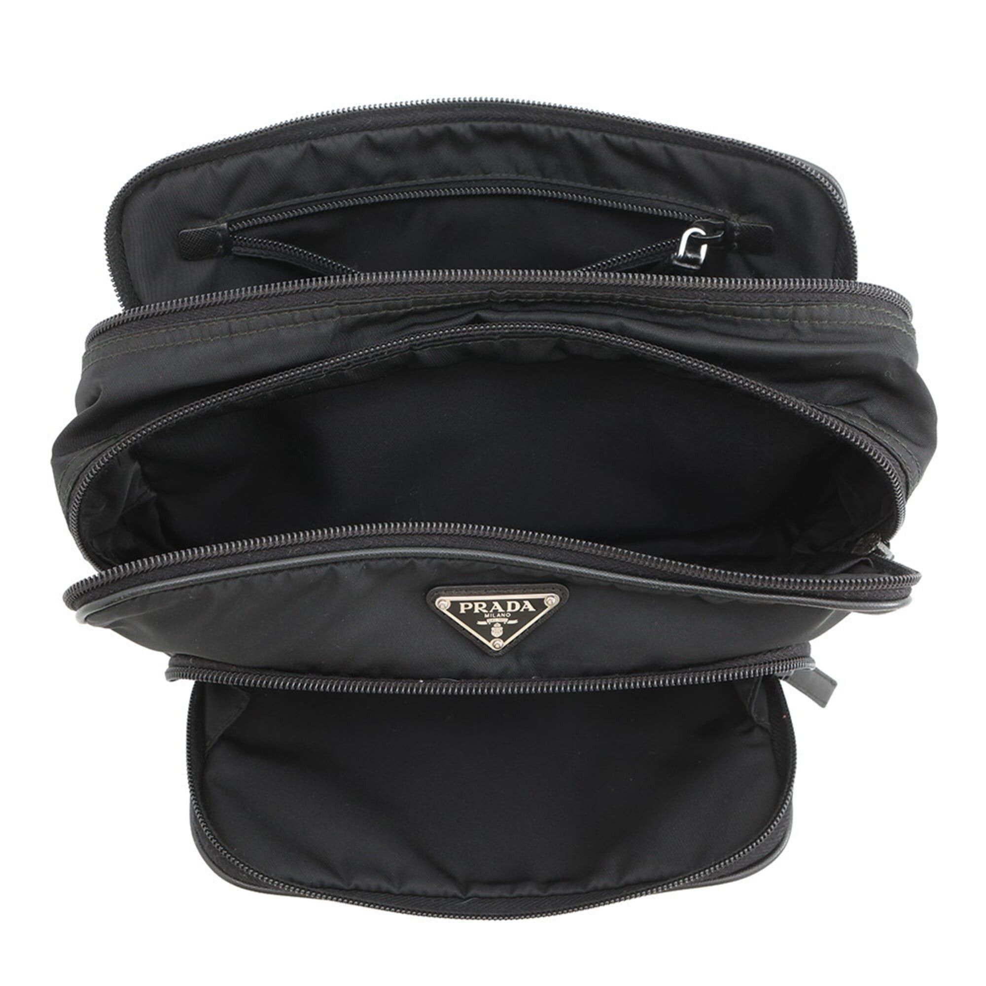Prada Prada Triangle Clutch Bag, Nylon, 2N1655, Black, Second Handbag, PRADA Size ONE SIZE - 5 Thumbnail