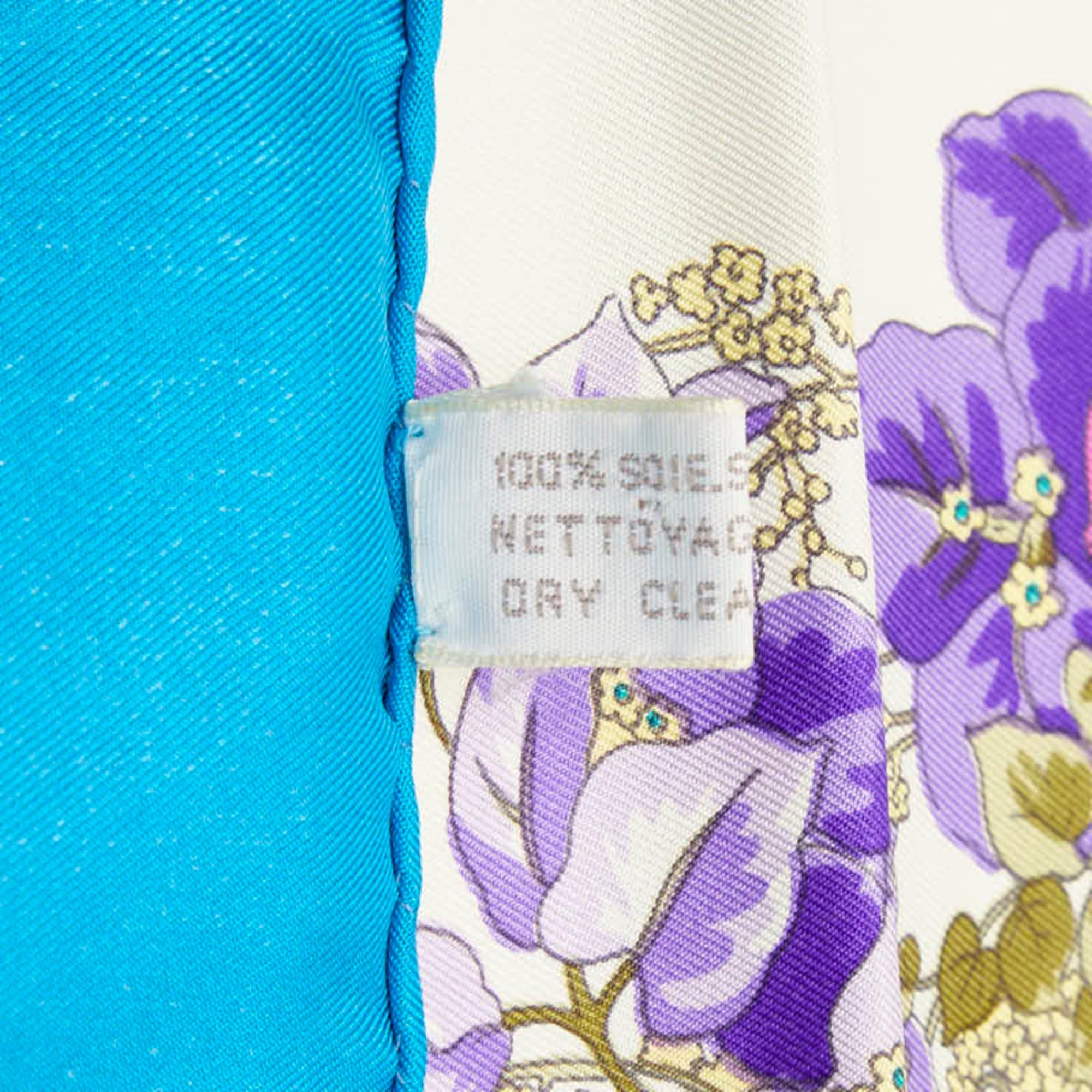 Dior Christian Dior Dior Floral Botanical Scarf/Muffler, Blue Multicolor Silk, Women's Size ONE SIZE - 10 Thumbnail