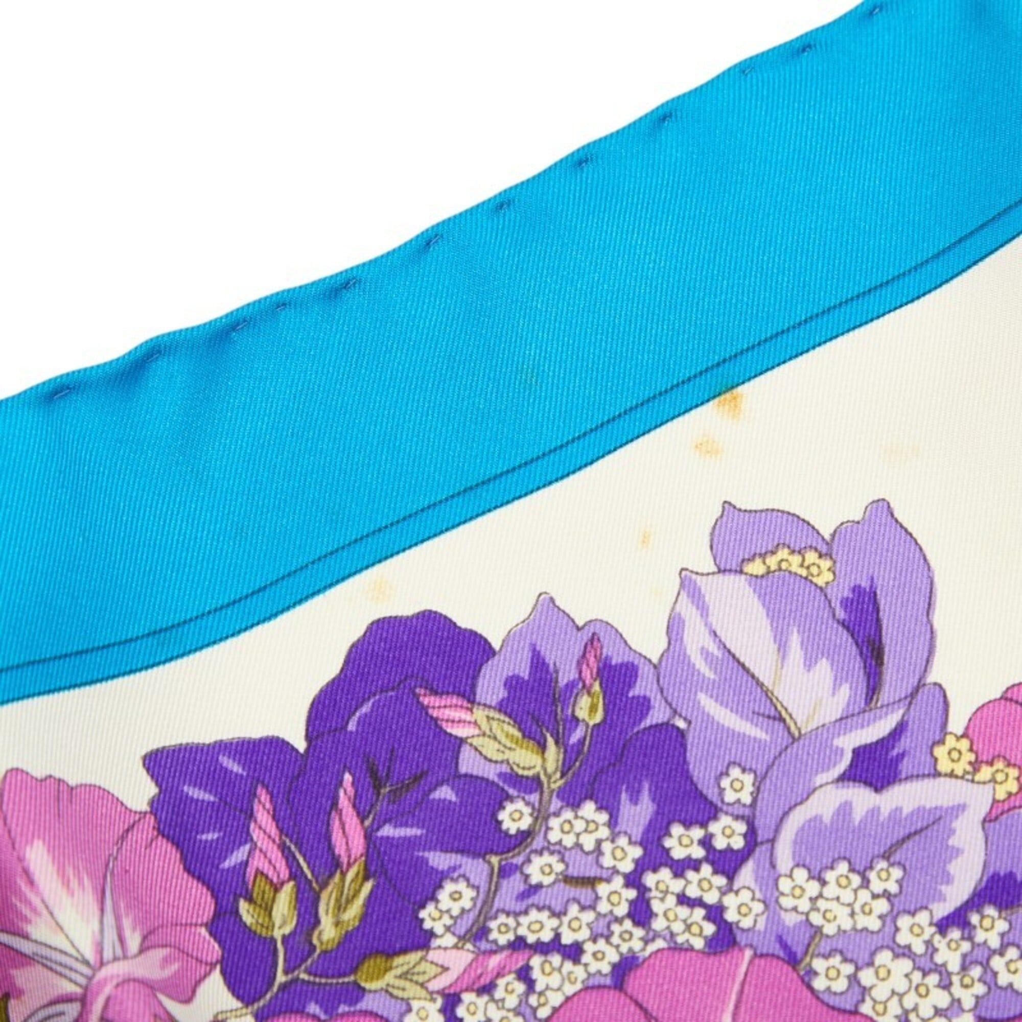 Dior Christian Dior Dior Floral Botanical Scarf/Muffler, Blue Multicolor Silk, Women's Size ONE SIZE - 5 Thumbnail