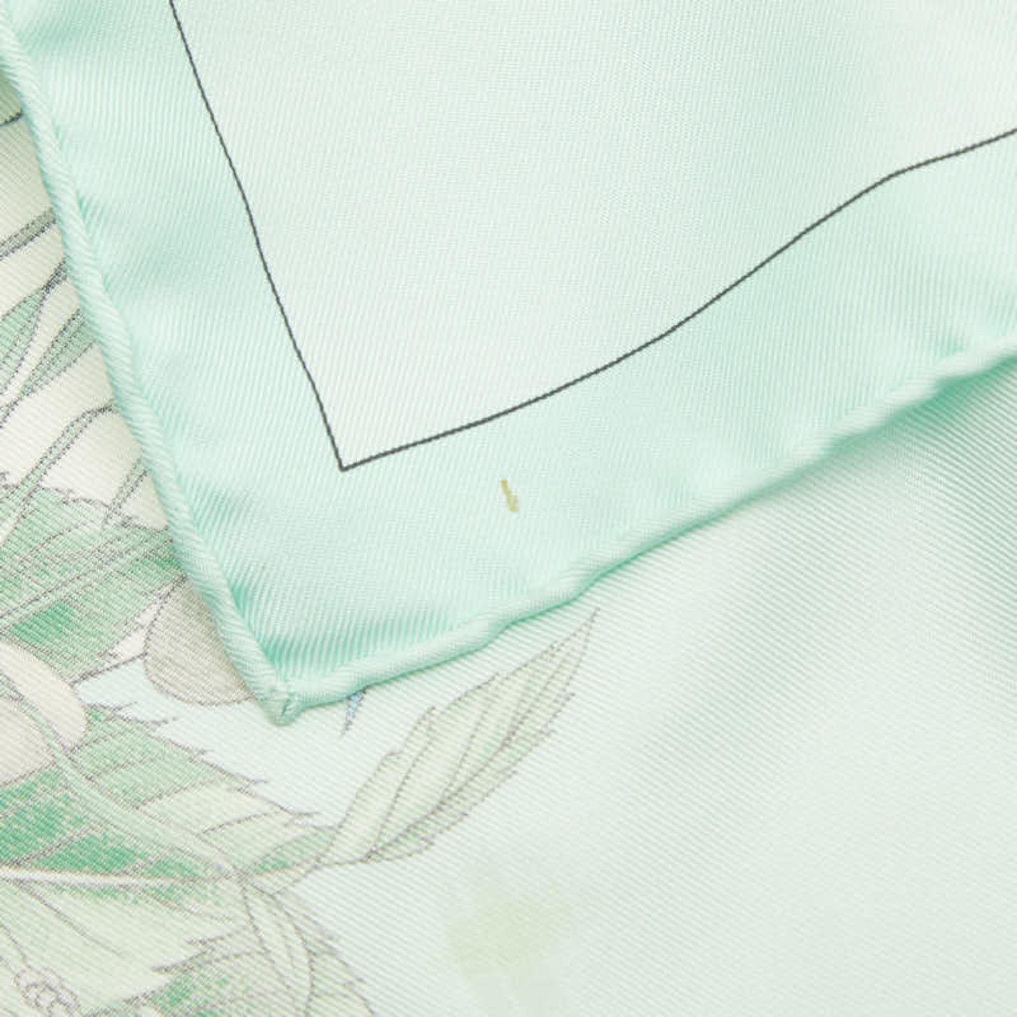 Hermes Hermes Carre 90 Pythagore Scarf/Muffler, Green Silk, Women's Size ONE SIZE - 5 Thumbnail