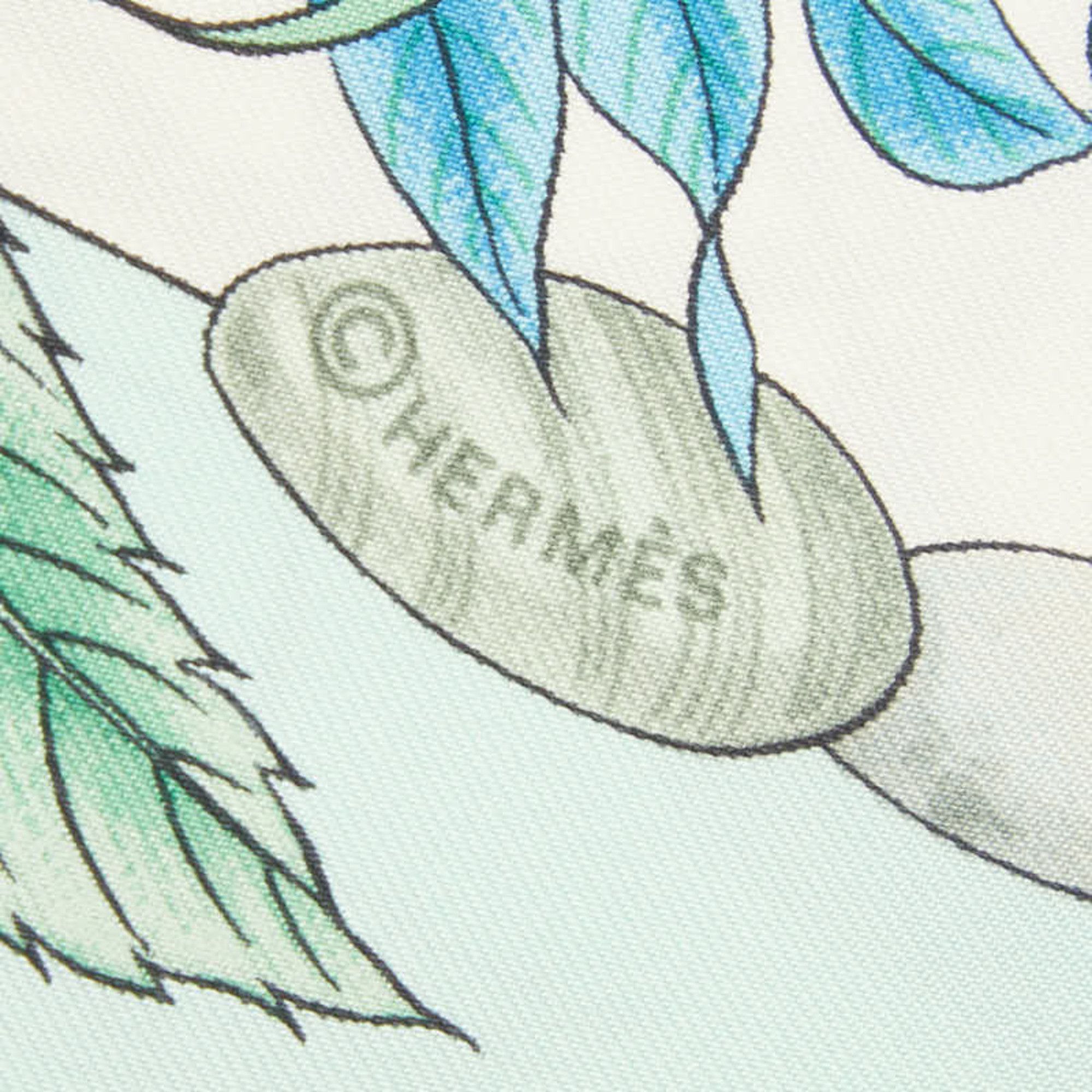 Hermes Hermes Carre 90 Pythagore Scarf/Muffler, Green Silk, Women's Size ONE SIZE - 6 Thumbnail