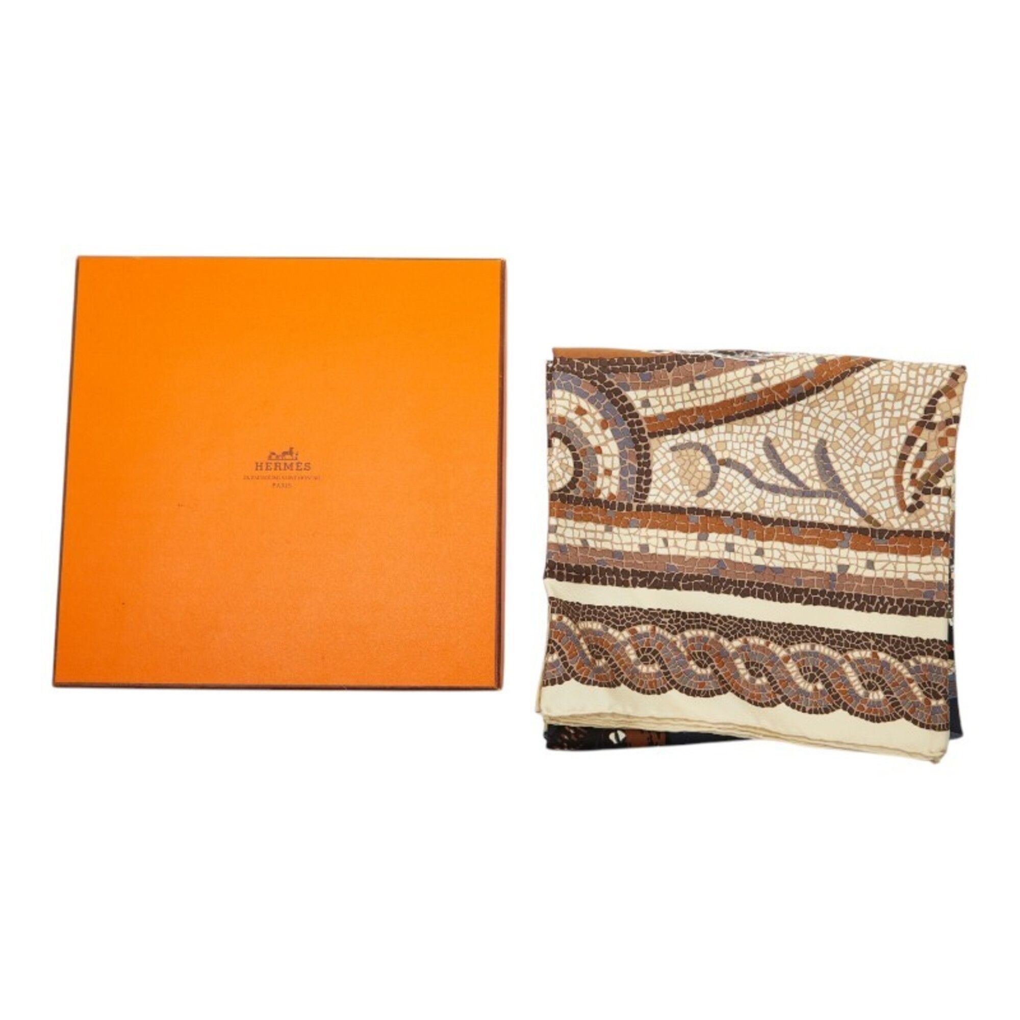 Hermes Hermes Carre 90 Sous le Gide de Mars (God of War Mars) Scarf/Muffler, Beige/Multicolor Silk, Women's. Size ONE SIZE - 8 Thumbnail