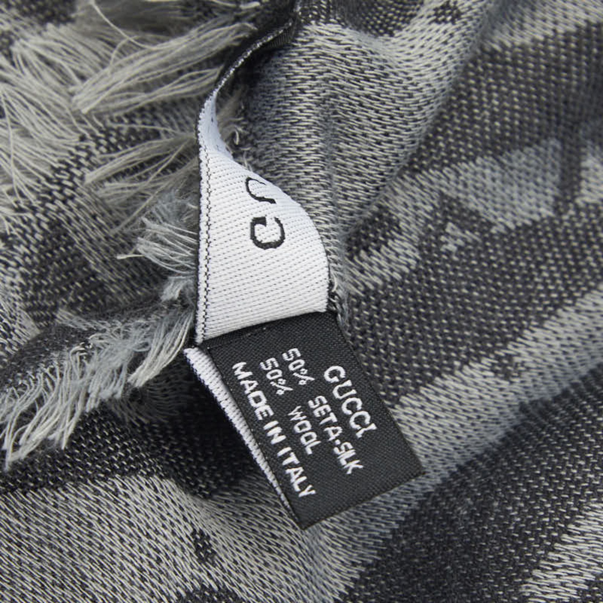 Gucci Gucci GG Fringe Large Stole, Gray Silk Wool, Women's GUCCI Size ONE SIZE - 5 Thumbnail