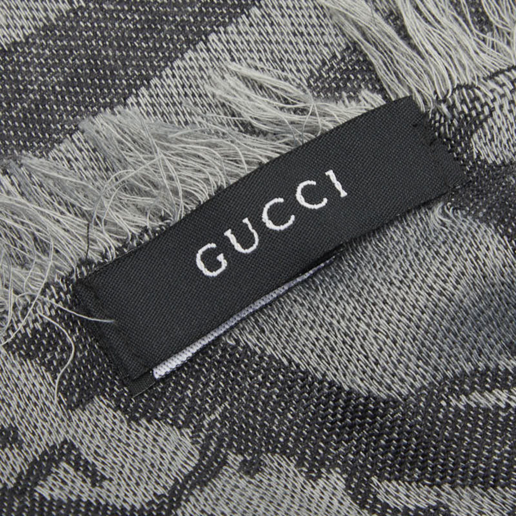 Gucci Gucci GG Fringe Large Stole, Gray Silk Wool, Women's GUCCI Size ONE SIZE - 3 Thumbnail