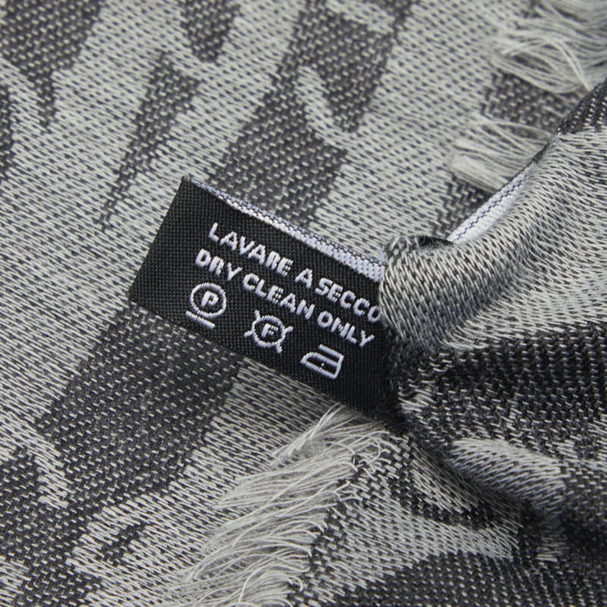 Gucci Gucci GG Fringe Large Stole, Gray Silk Wool, Women's GUCCI Size ONE SIZE - 4 Thumbnail