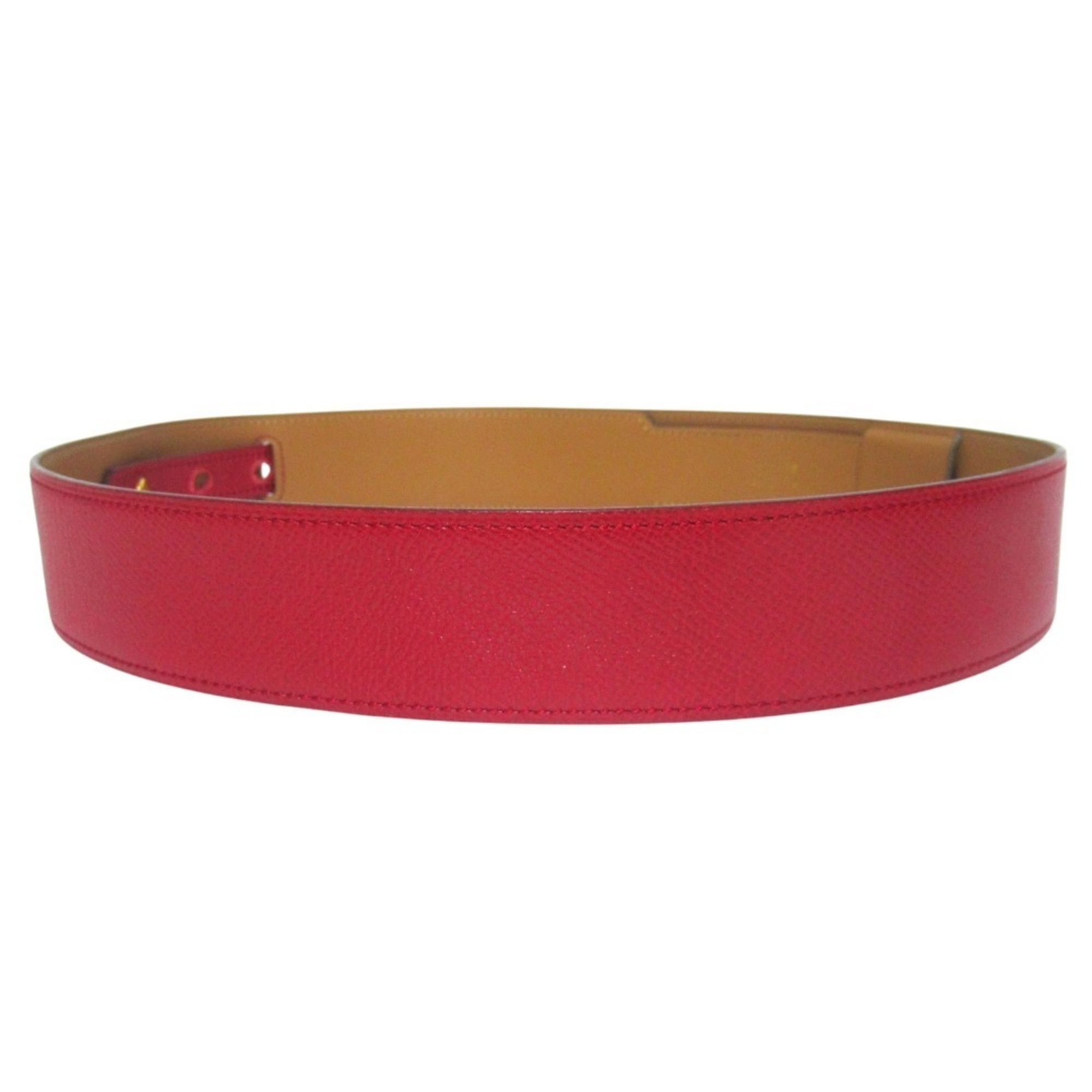 Hermes HERMES Kelly Leather Belt, Size 70, Red with Gold-colored Hardware, V Stamp, Women's. Size ONE SIZE - 2 Thumbnail