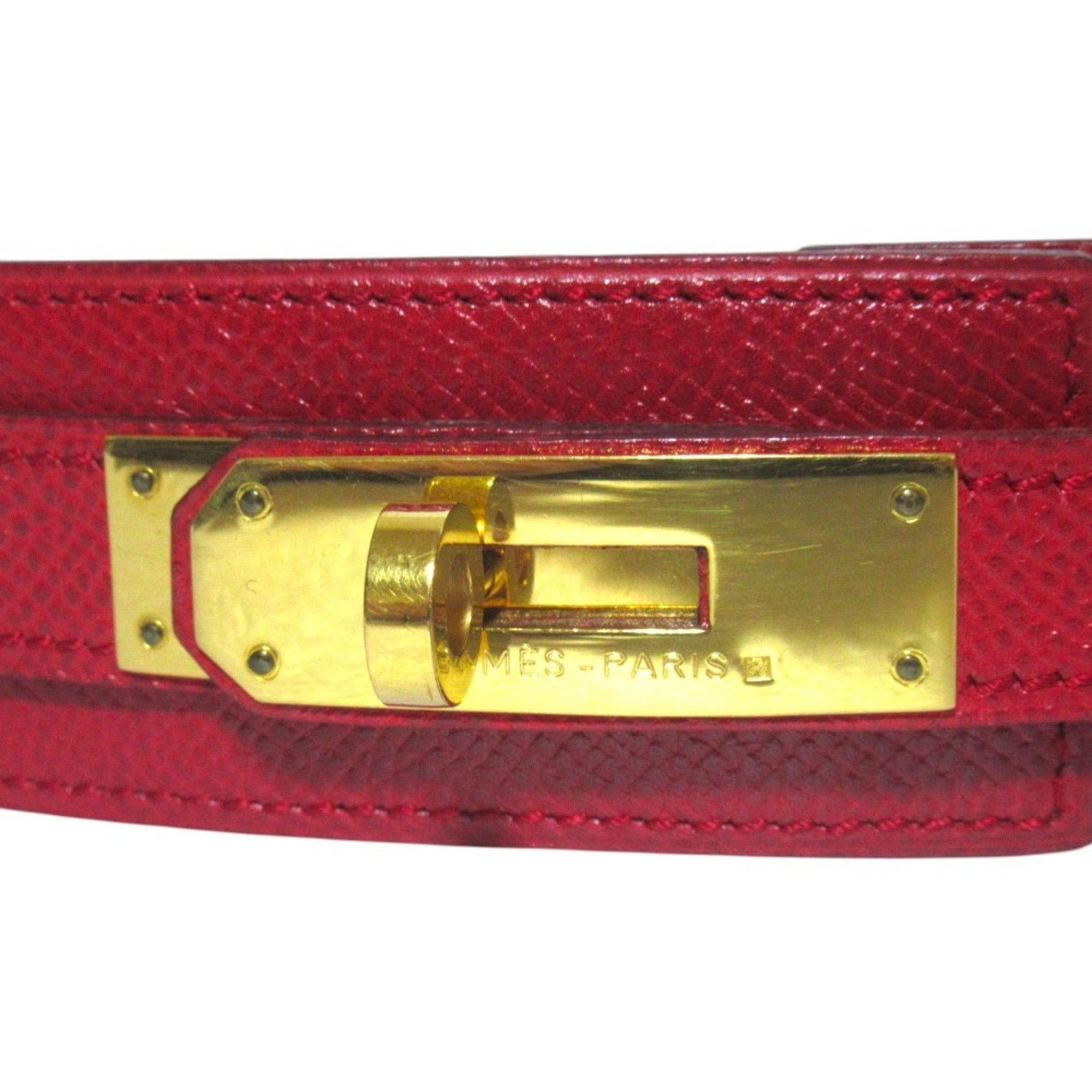 Hermes HERMES Kelly Leather Belt, Size 70, Red with Gold-colored Hardware, V Stamp, Women's. Size ONE SIZE - 3 Thumbnail