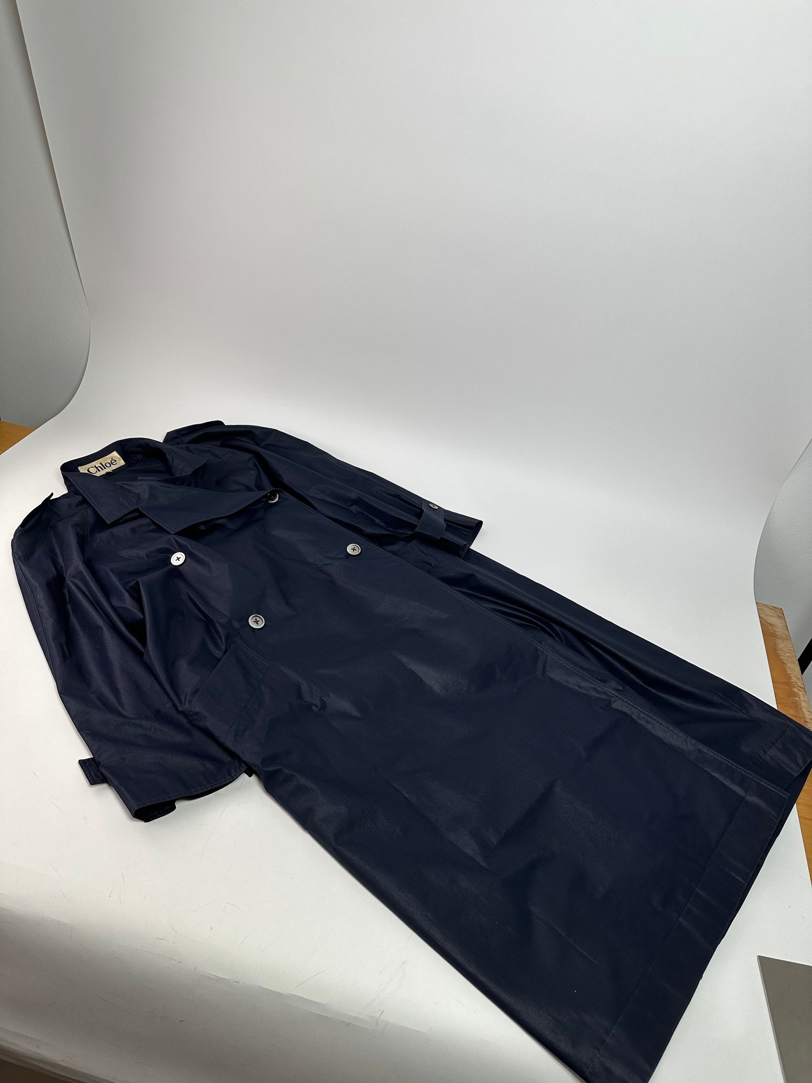 Chloe Vintage Chloé Single Breasted Trench Coat Navy L Size L / US 10 / IT 46 - 4 Thumbnail