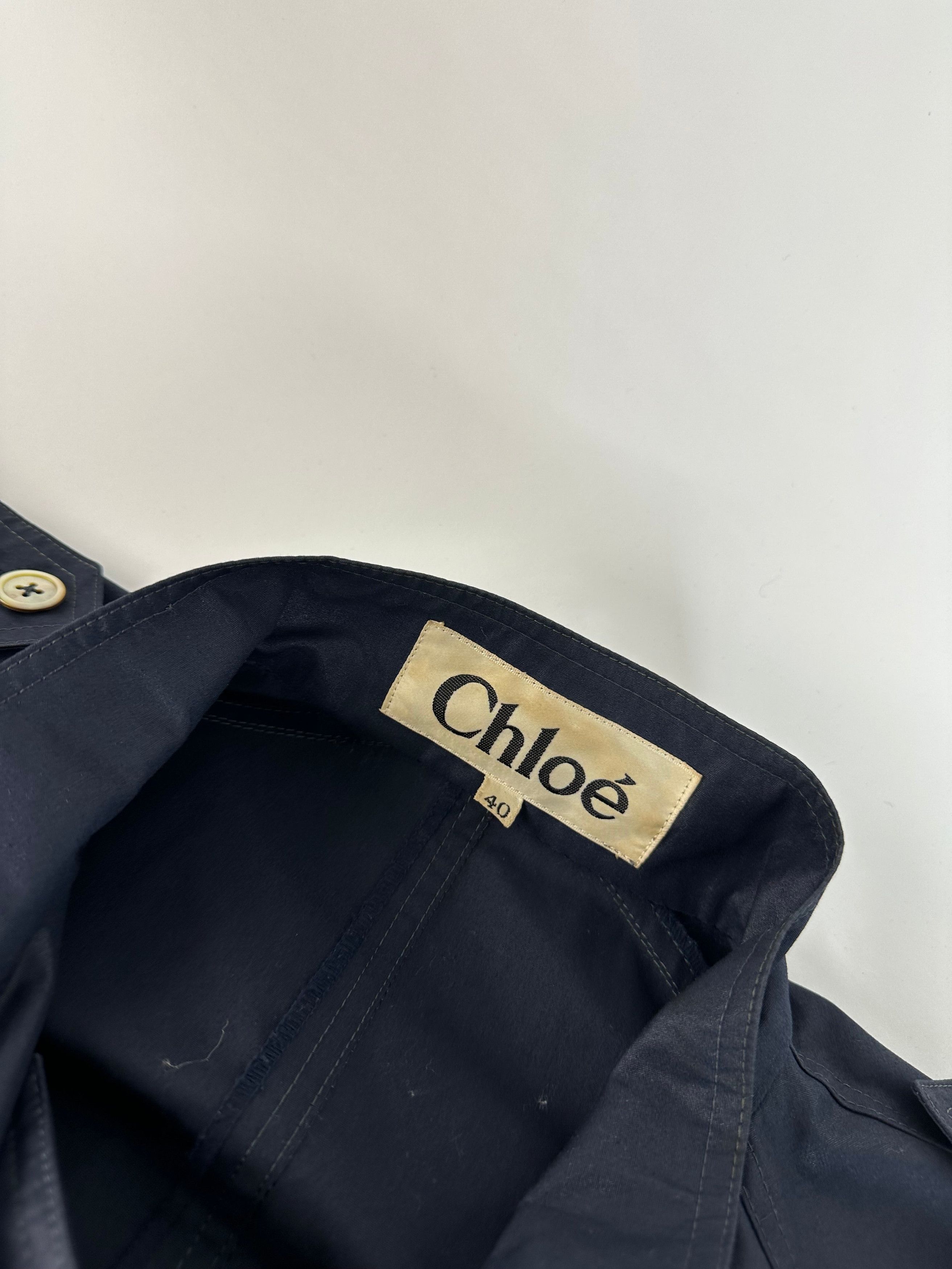 Chloe Vintage Chloé Single Breasted Trench Coat Navy L Size L / US 10 / IT 46 - 7 Thumbnail