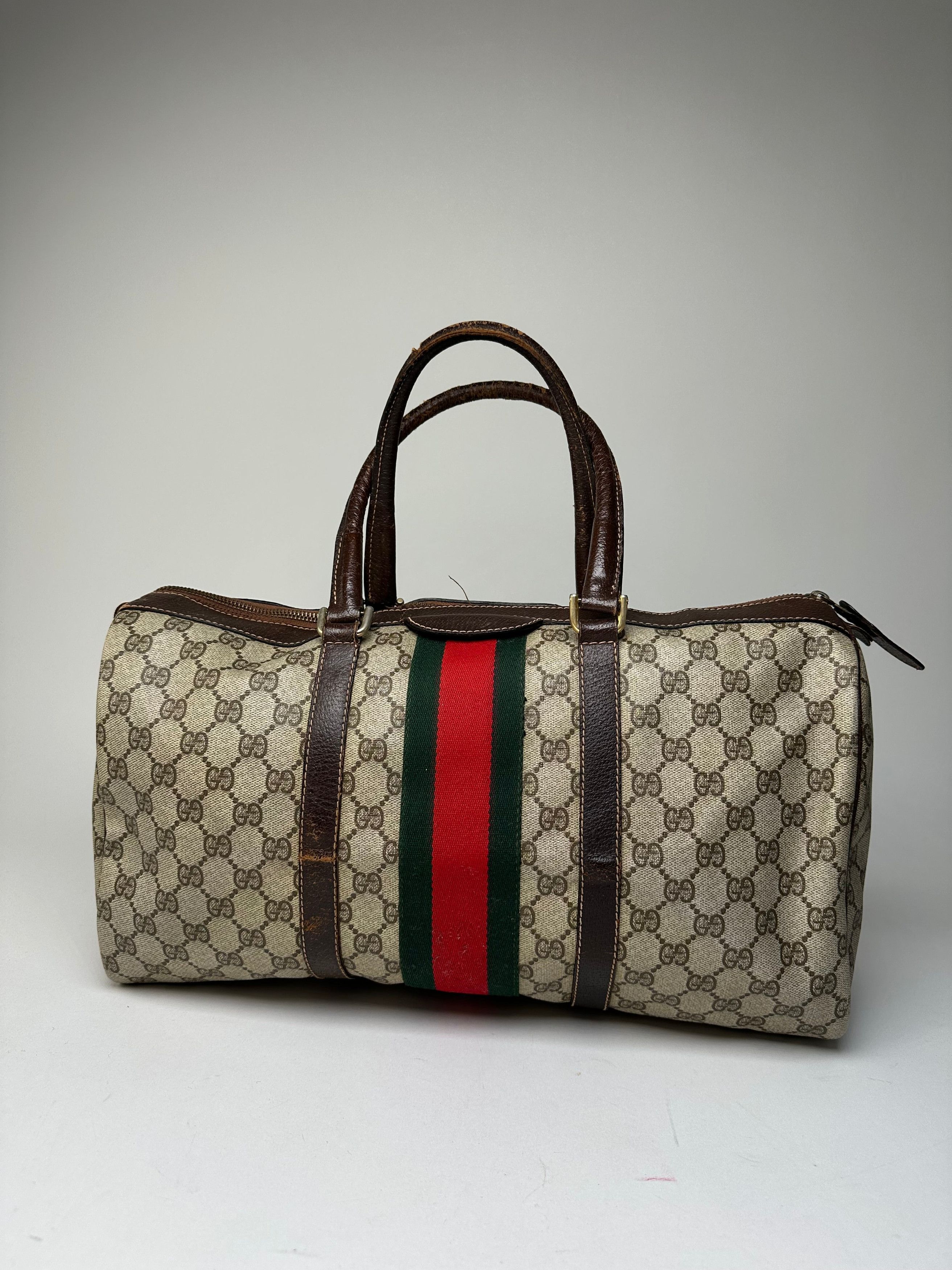 Gucci Vintage GG Supreme Sherry Line Boston Bag Beige Brown Size ONE SIZE - 13 Thumbnail