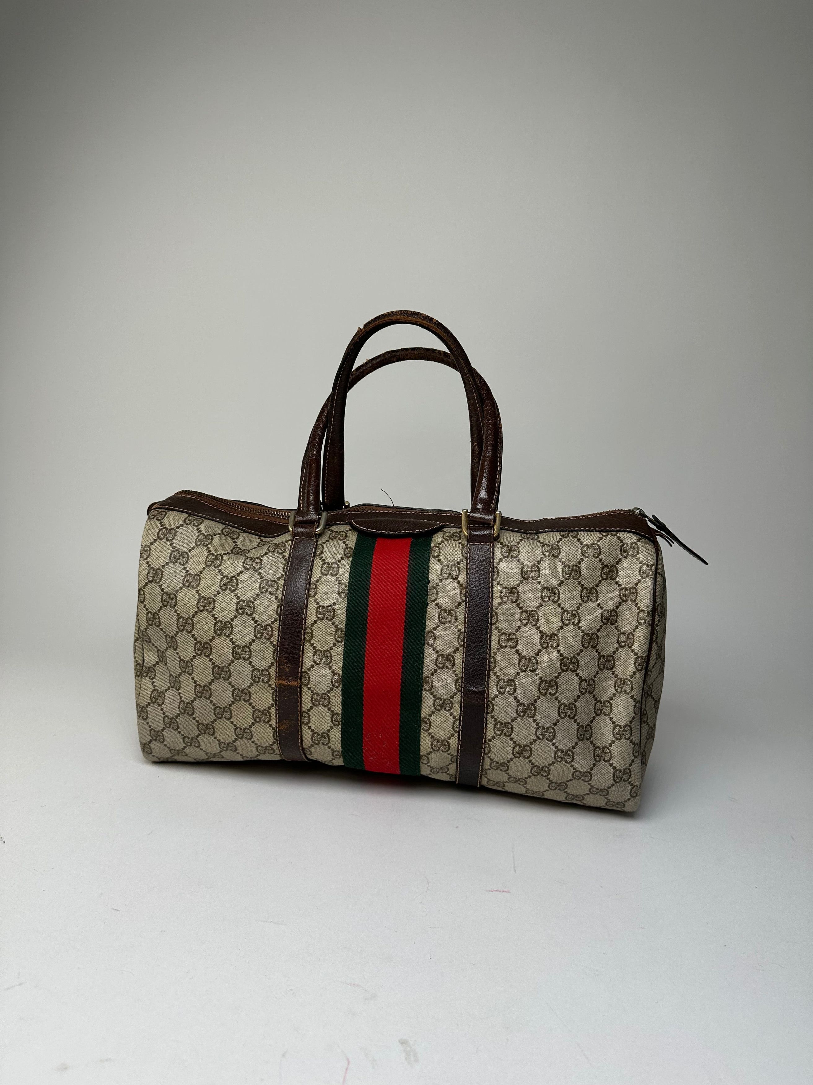 Gucci Vintage GG Supreme Sherry Line Boston Bag Beige Brown Size ONE SIZE - 2 Thumbnail