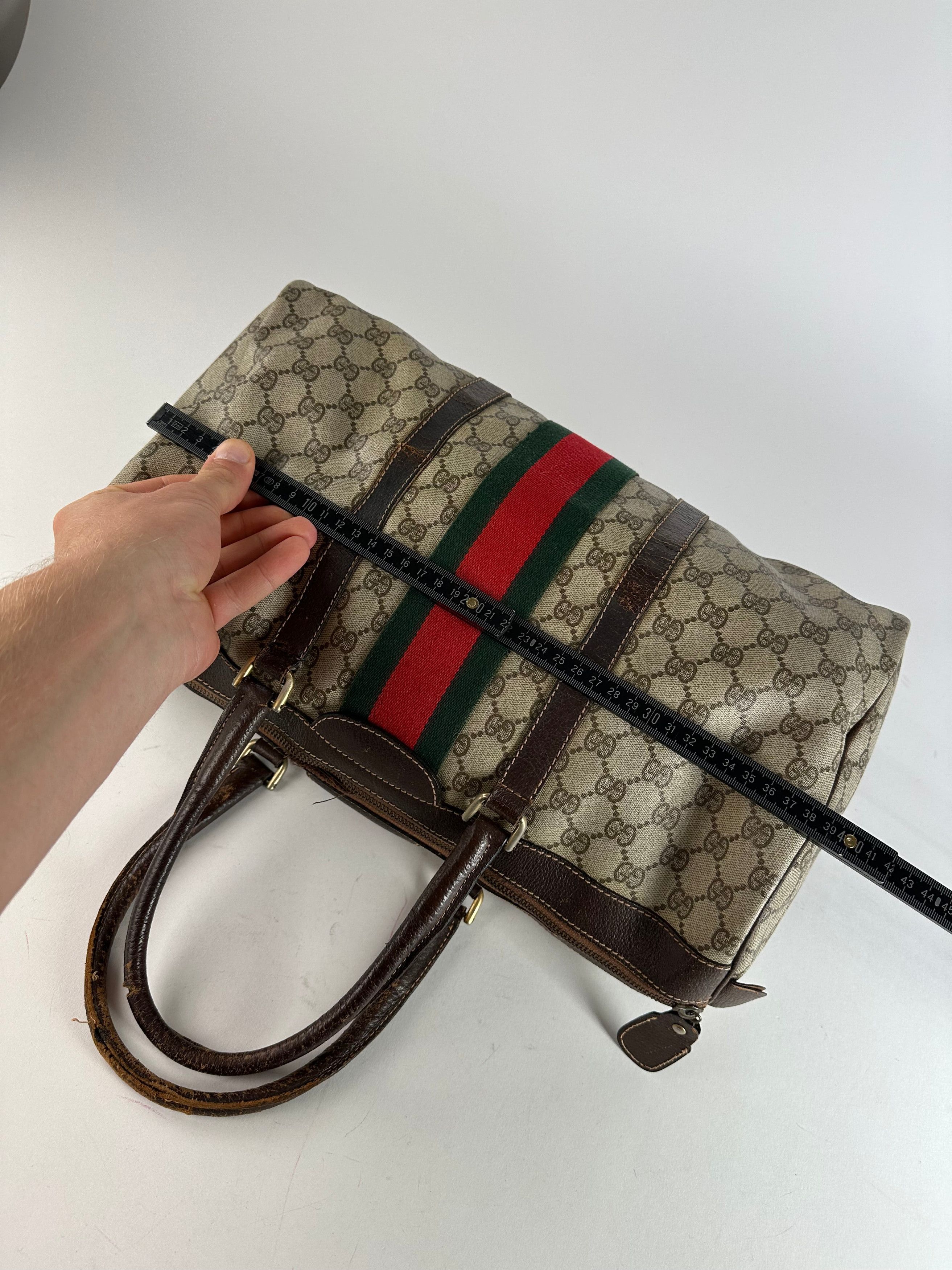 Gucci Vintage GG Supreme Sherry Line Boston Bag Beige Brown Size ONE SIZE - 10 Thumbnail
