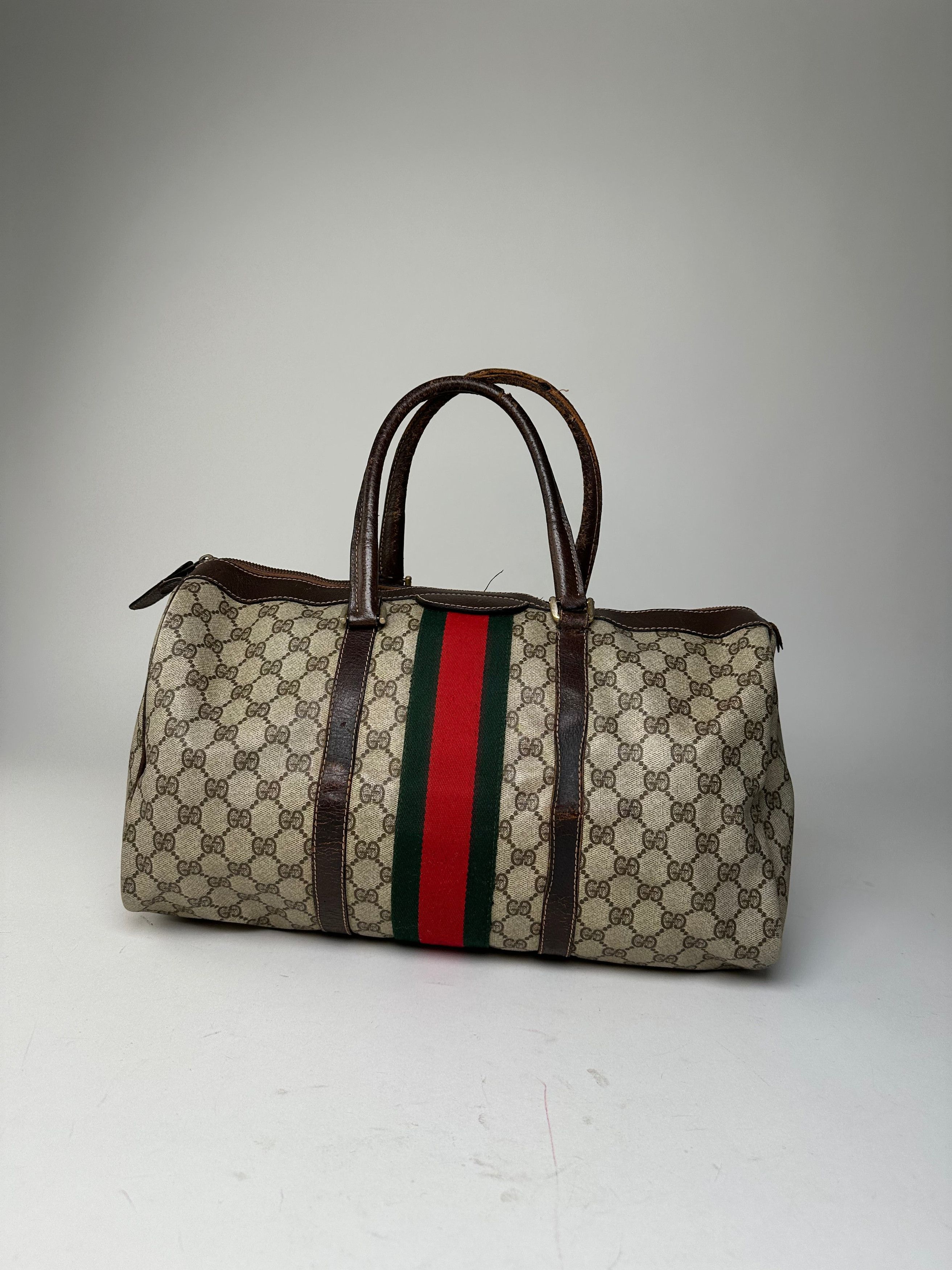 Gucci Vintage GG Supreme Sherry Line Boston Bag Beige Brown Size ONE SIZE - 14 Thumbnail
