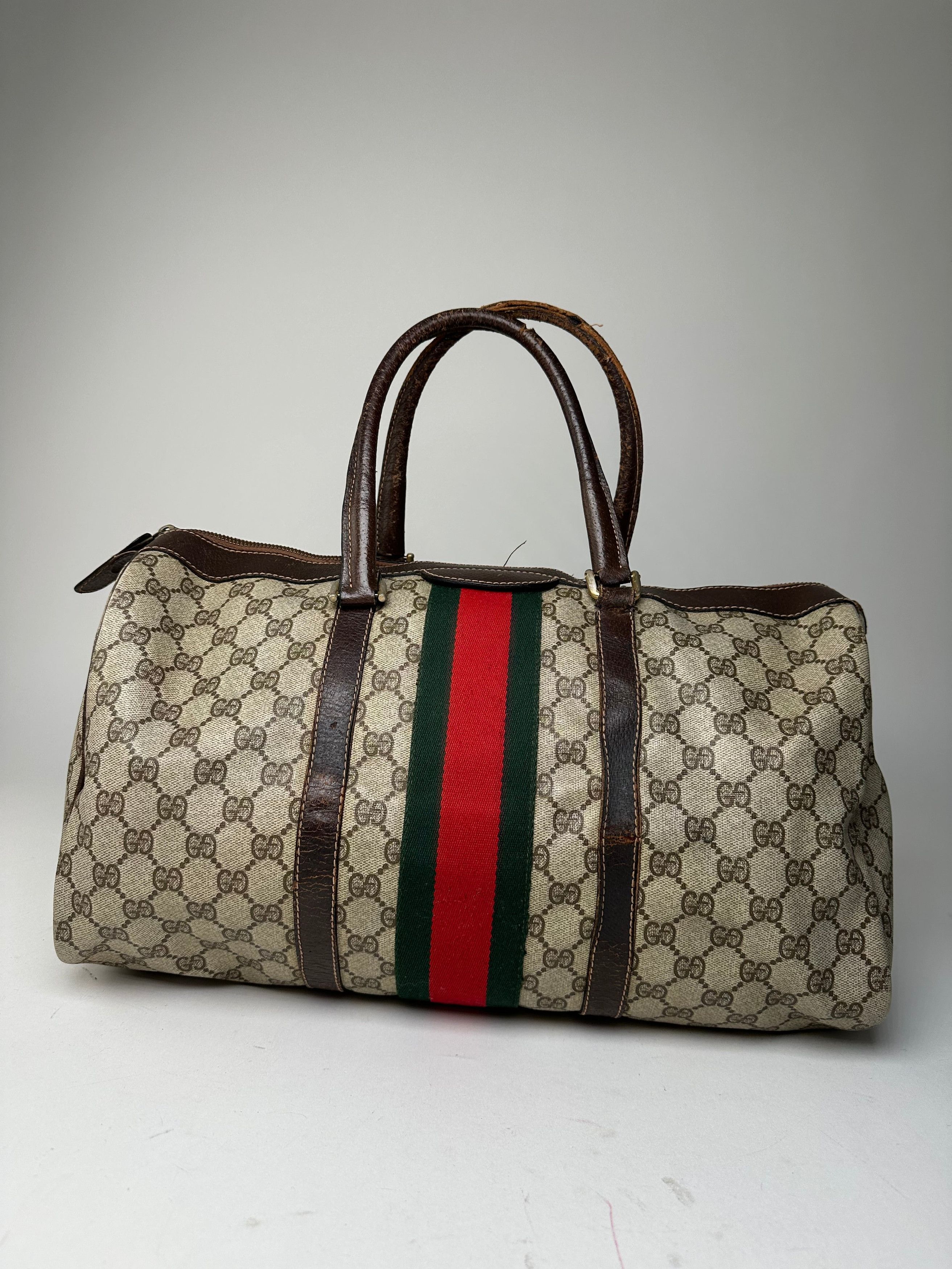 Gucci Vintage GG Supreme Sherry Line Boston Bag Beige Brown Size ONE SIZE - 5 Thumbnail