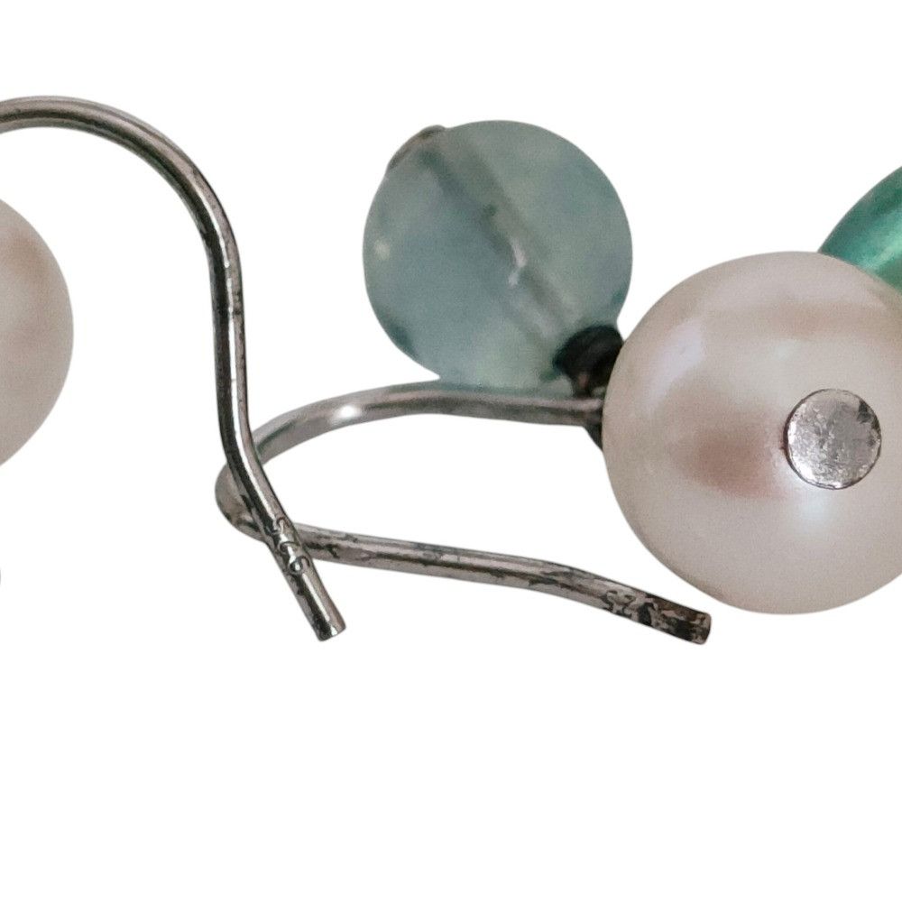 Other Other Silver Pearl Color Stone Necklace Earrings Set Precious Metal Necklace DUTY FREE for USA Size ONE SIZE - 5 Thumbnail