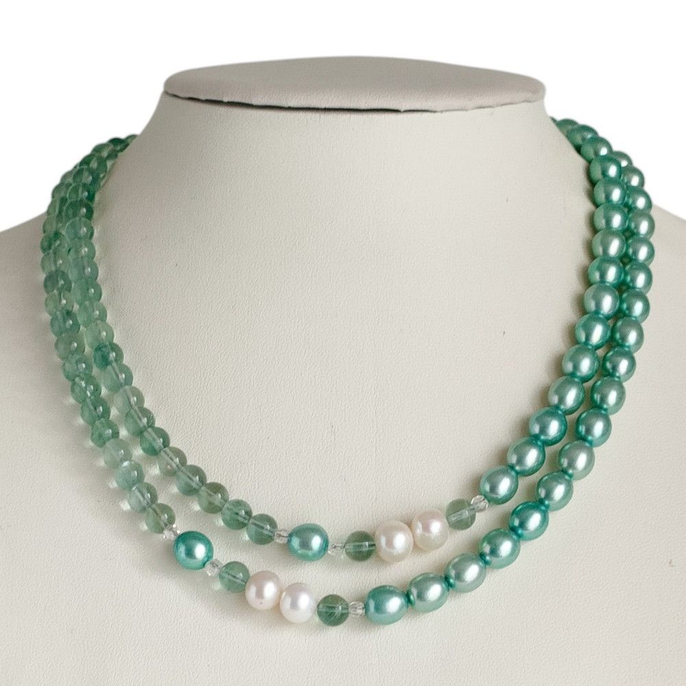 Other Other Silver Pearl Color Stone Necklace Earrings Set Precious Metal Necklace DUTY FREE for USA Size ONE SIZE - 11 Thumbnail
