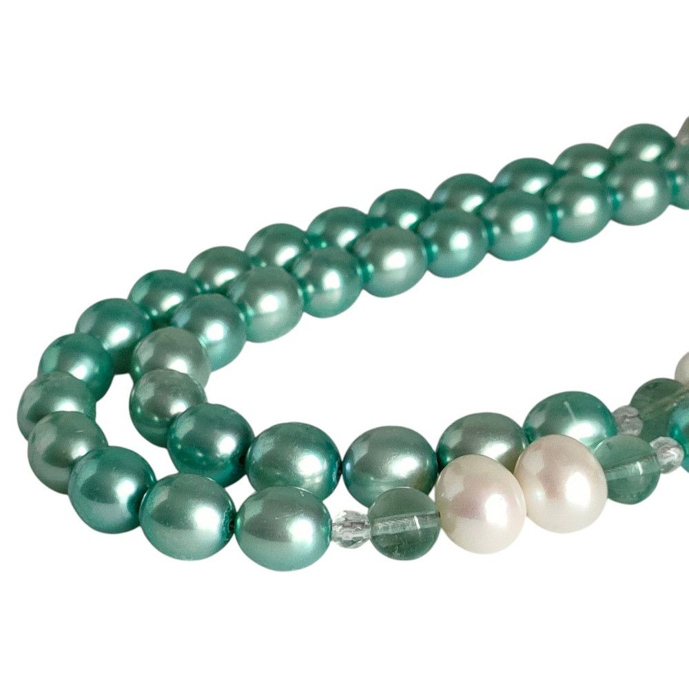 Other Other Silver Pearl Color Stone Necklace Earrings Set Precious Metal Necklace DUTY FREE for USA Size ONE SIZE - 7 Thumbnail