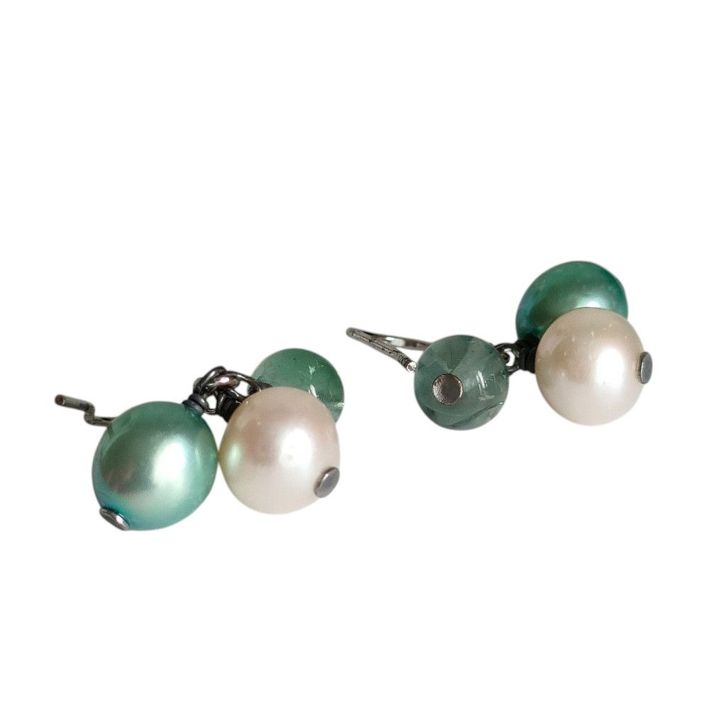 Other Other Silver Pearl Color Stone Necklace Earrings Set Precious Metal Necklace DUTY FREE for USA Size ONE SIZE - 3 Thumbnail
