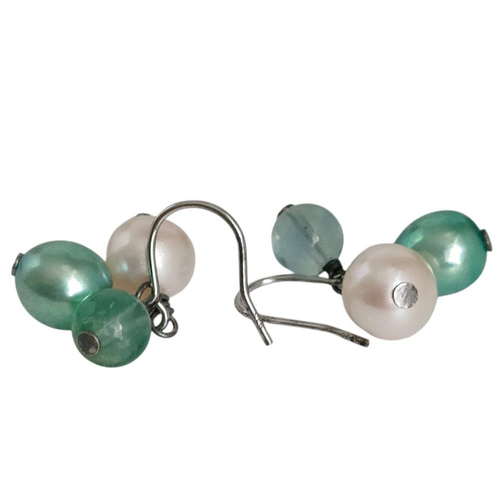 Other Other Silver Pearl Color Stone Necklace Earrings Set Precious Metal Necklace DUTY FREE for USA Size ONE SIZE - 4 Thumbnail