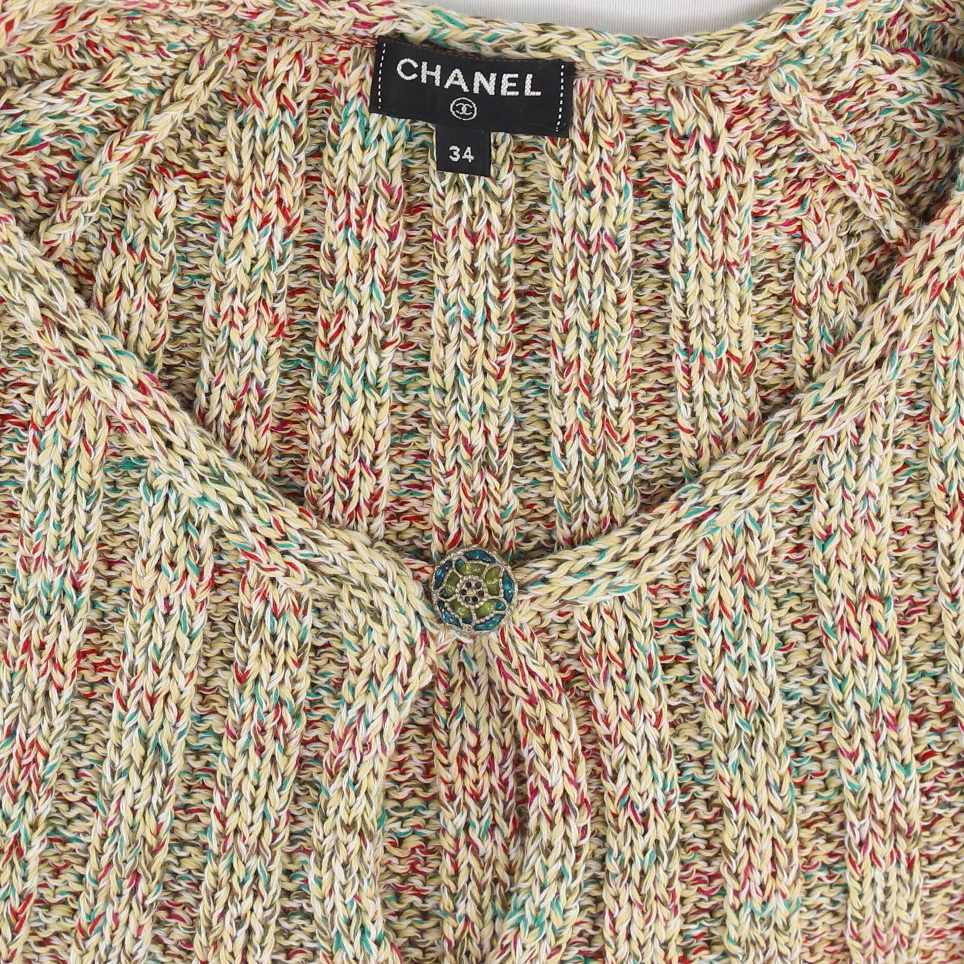 Chanel Women's short sleeve cropped button up cardigan cotton Size ONE SIZE - 4 Thumbnail