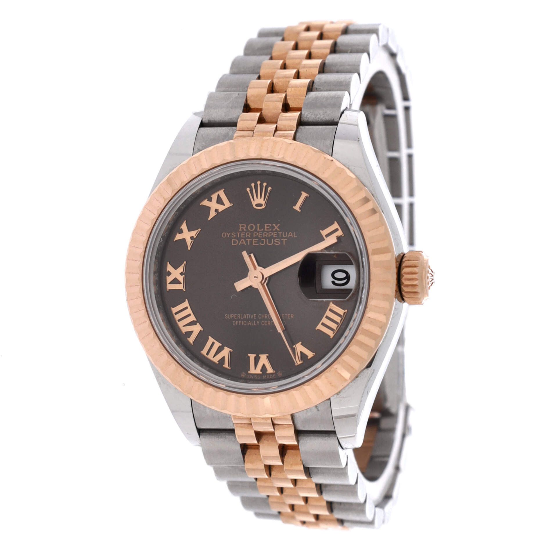 Rolex Oyster perpetual datejust chocolate brown automatic watch stainless steel and rose gold 28 Size ONE SIZE - 3 Thumbnail