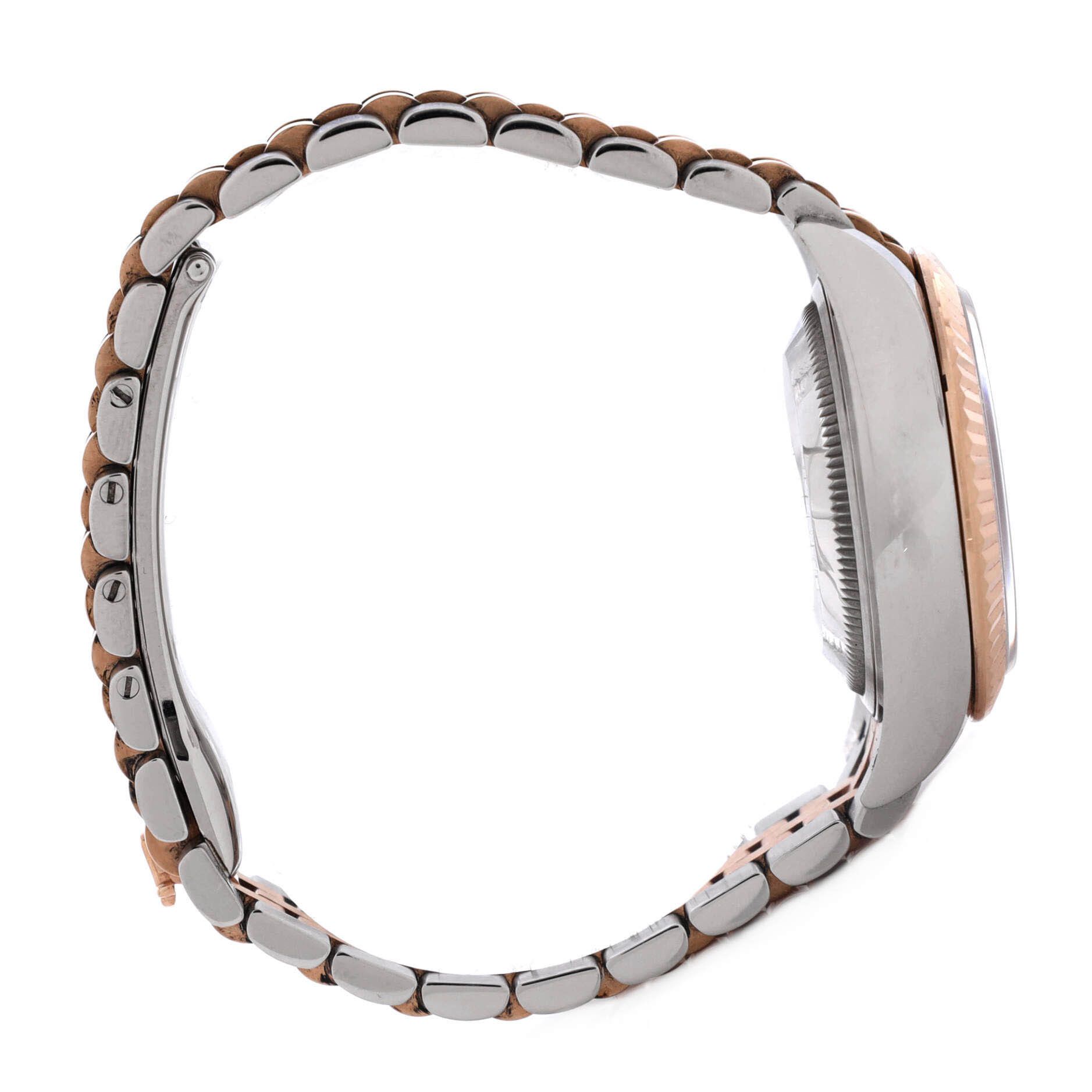 Rolex Oyster perpetual datejust chocolate brown automatic watch stainless steel and rose gold 28 Size ONE SIZE - 4 Thumbnail
