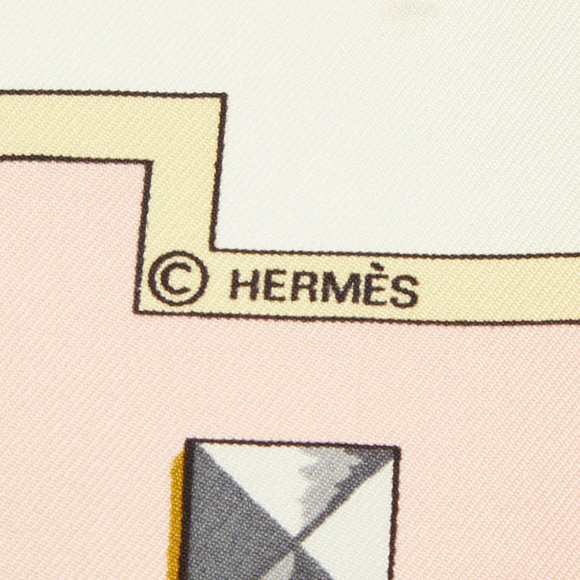 Hermes Hermes Carre 90 LES CLES THE KEYS RARE Key Pattern Scarf/Muffler, Large Size, Pink and White Silk, Women's. Size ONE SIZE - 6 Thumbnail