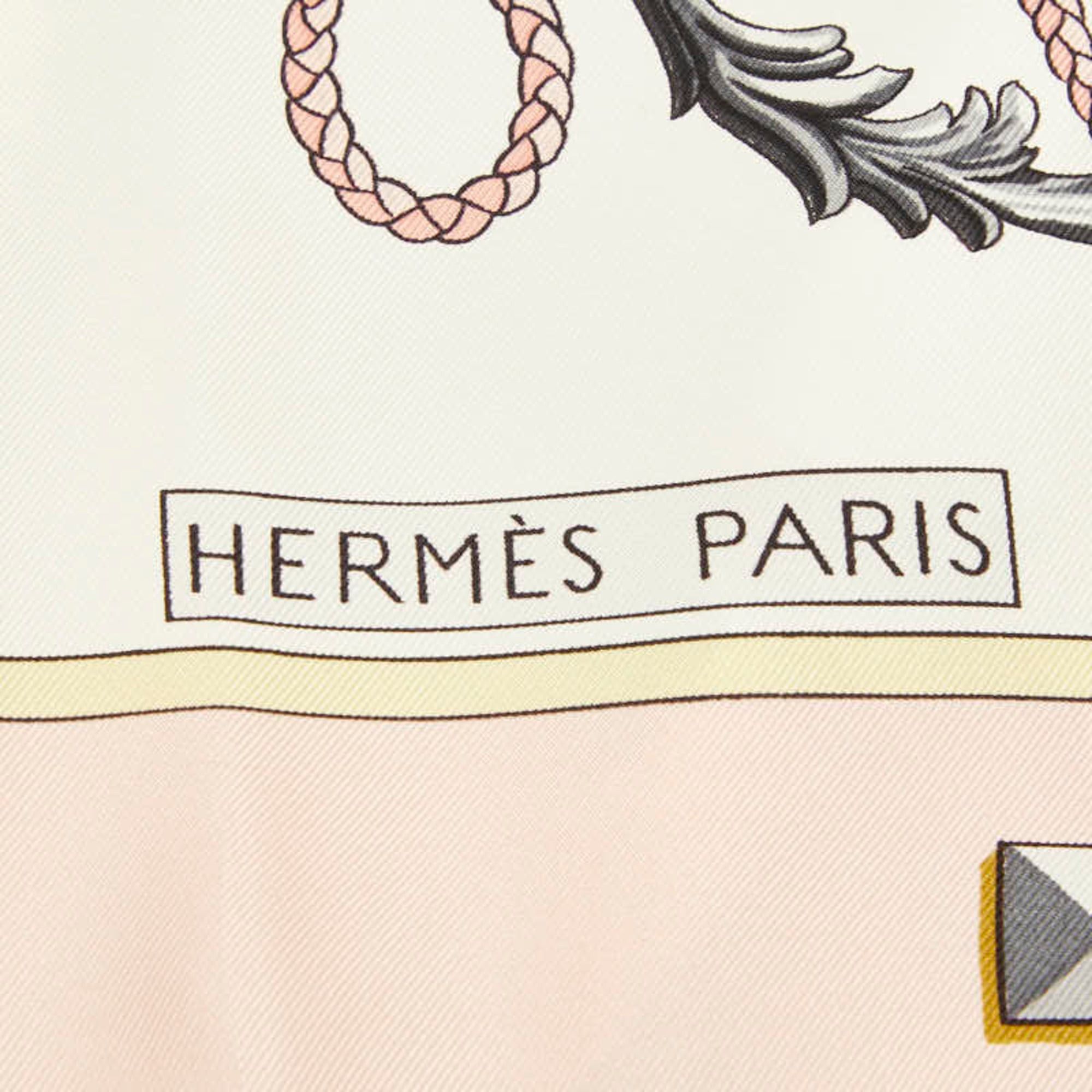 Hermes Hermes Carre 90 LES CLES THE KEYS RARE Key Pattern Scarf/Muffler, Large Size, Pink and White Silk, Women's. Size ONE SIZE - 5 Thumbnail