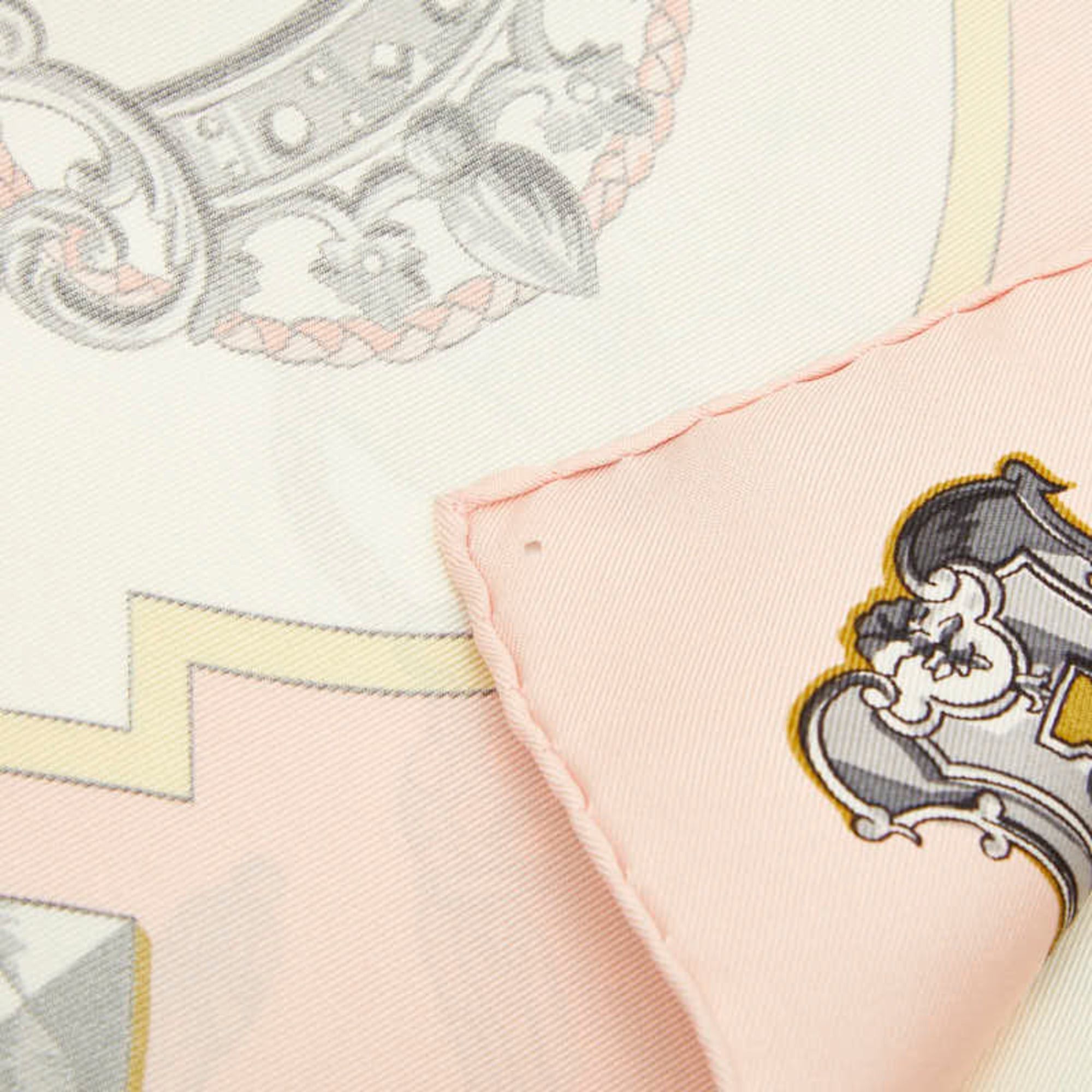 Hermes Hermes Carre 90 LES CLES THE KEYS RARE Key Pattern Scarf/Muffler, Large Size, Pink and White Silk, Women's. Size ONE SIZE - 4 Thumbnail