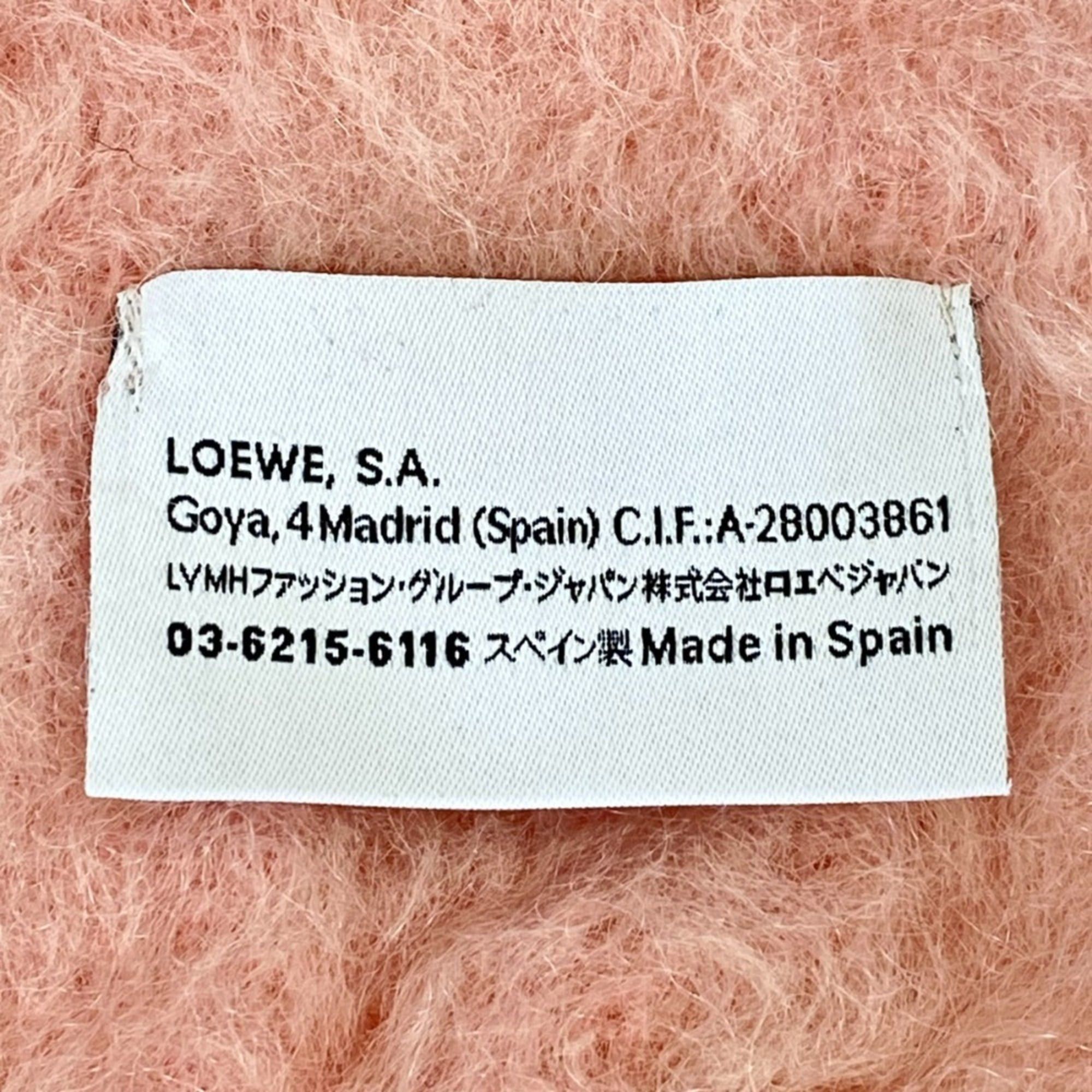 Loewe LOEWE Mohair Fringe Long Scarf/Stole, Light Pink, Women's Size ONE SIZE - 8 Thumbnail
