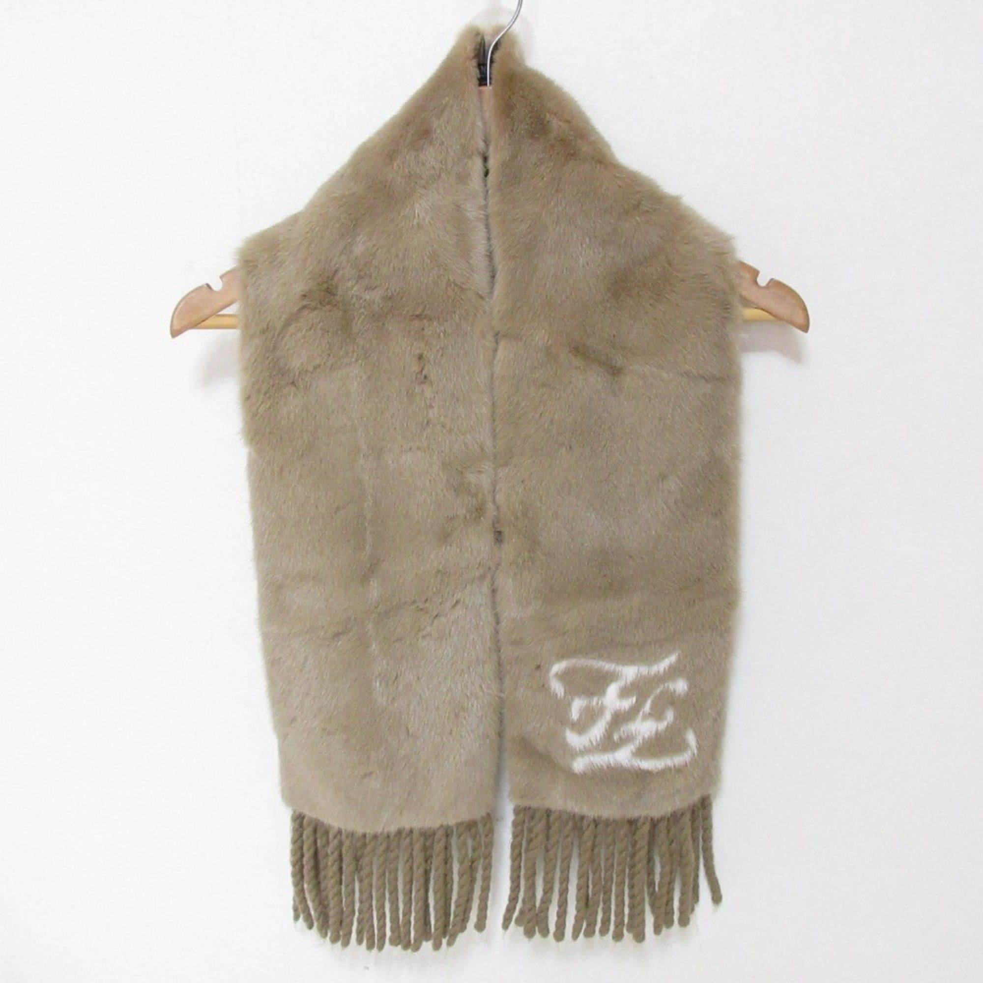 Fendi FENDI Mink Fur Fringe Stole Scarf Tippet Brown Beige Women's Size ONE SIZE - 2 Thumbnail