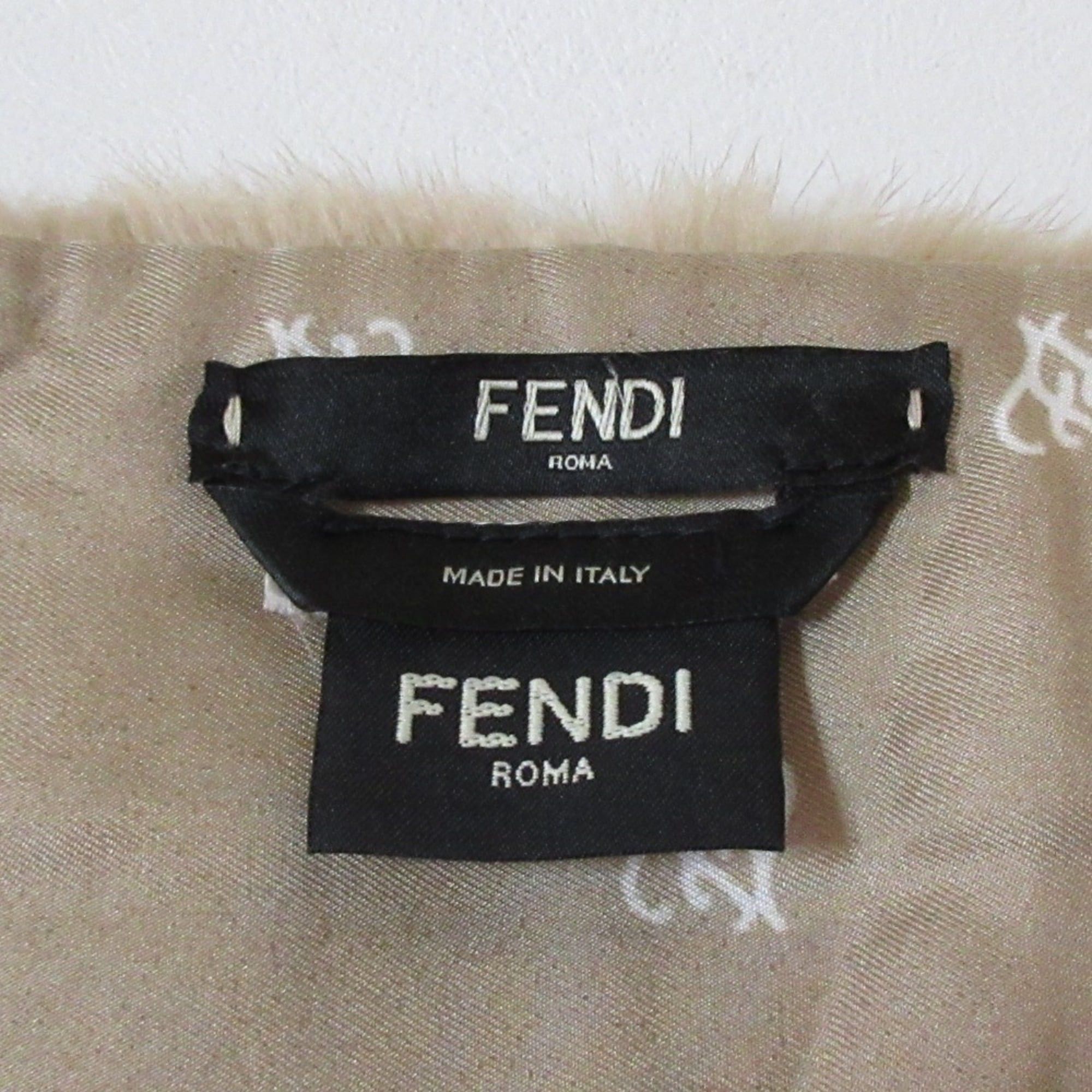 Fendi FENDI Mink Fur Fringe Stole Scarf Tippet Brown Beige Women's Size ONE SIZE - 10 Thumbnail