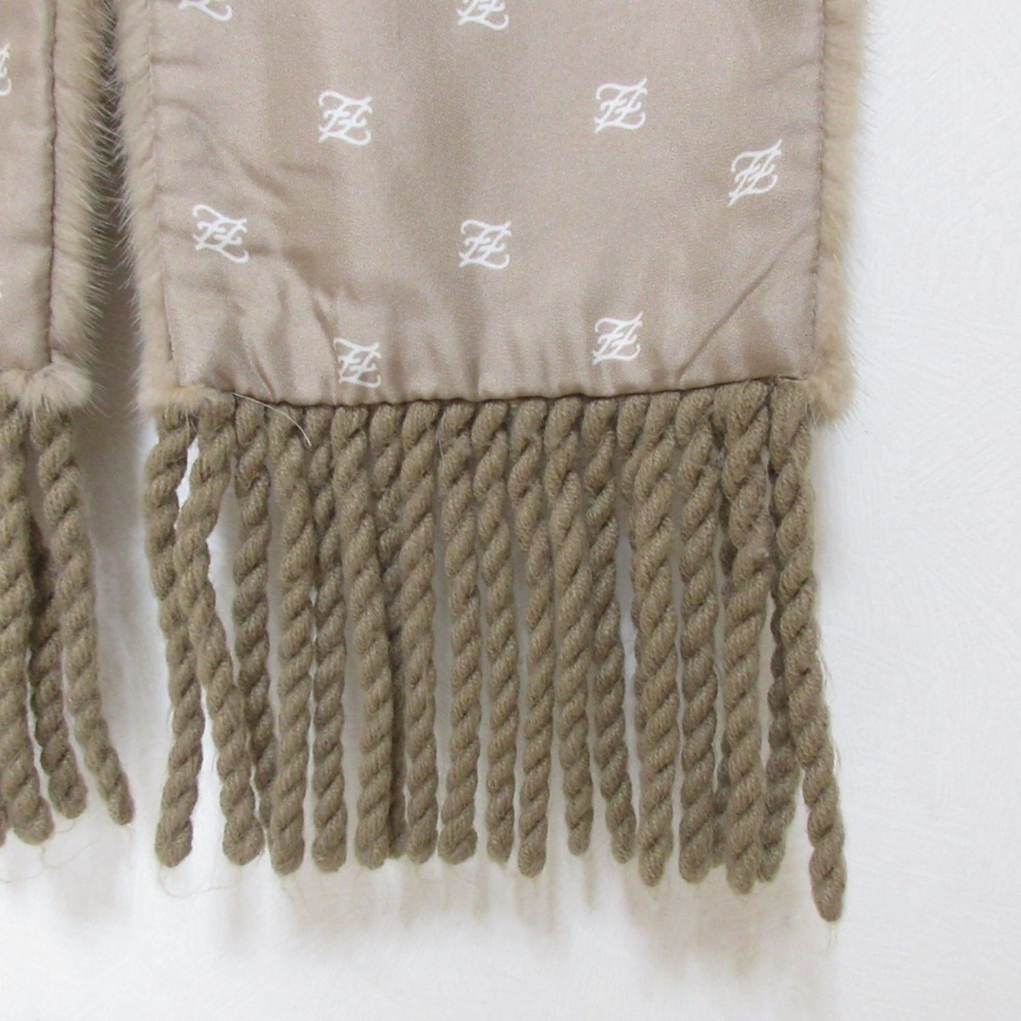 Fendi FENDI Mink Fur Fringe Stole Scarf Tippet Brown Beige Women's Size ONE SIZE - 6 Thumbnail