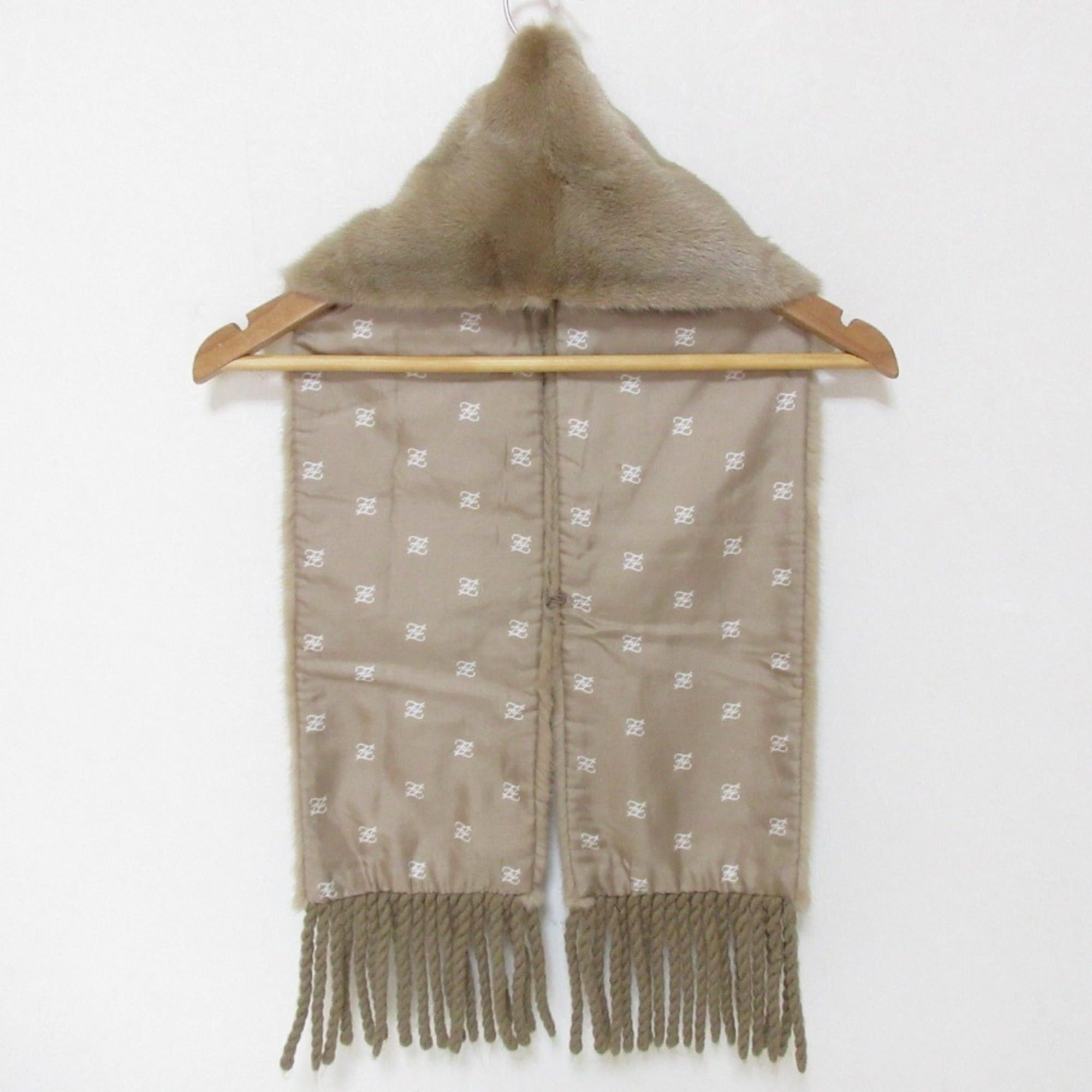 Fendi FENDI Mink Fur Fringe Stole Scarf Tippet Brown Beige Women's Size ONE SIZE - 3 Thumbnail
