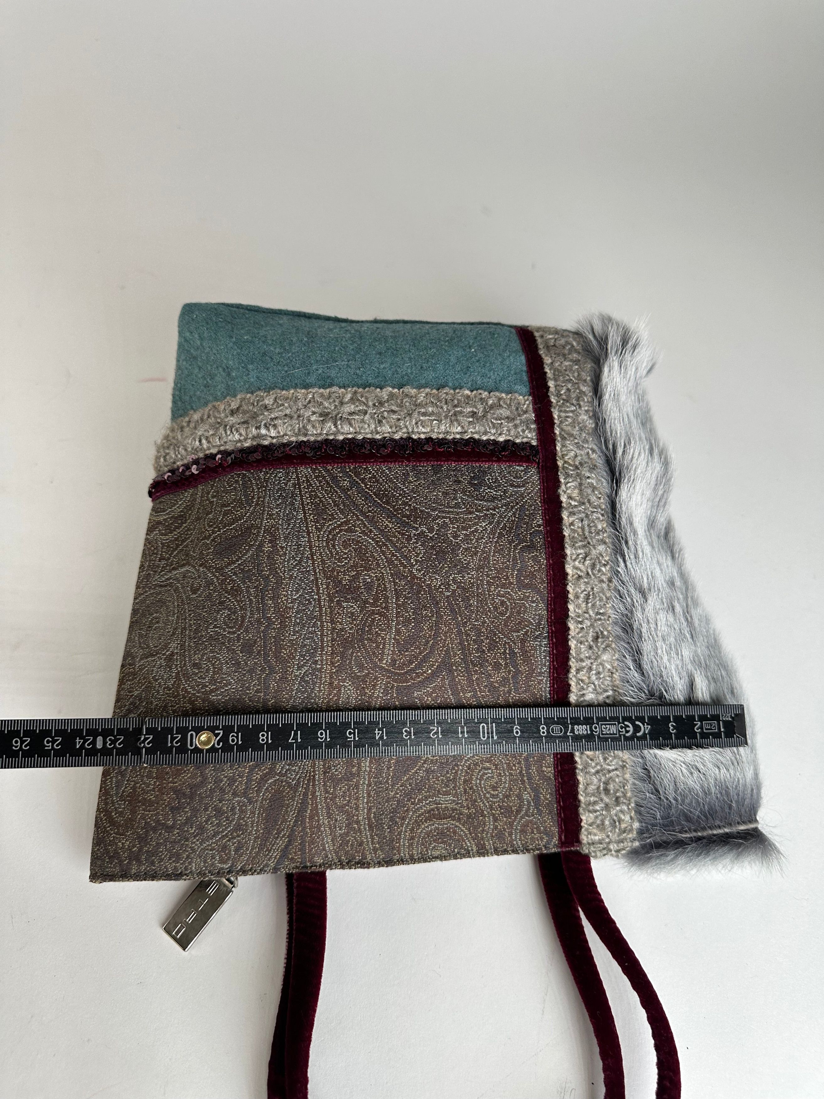 Etro Vintage Paisley Patchwork Multi Material Tote Bag Brown Burg Size ONE SIZE - 10 Thumbnail