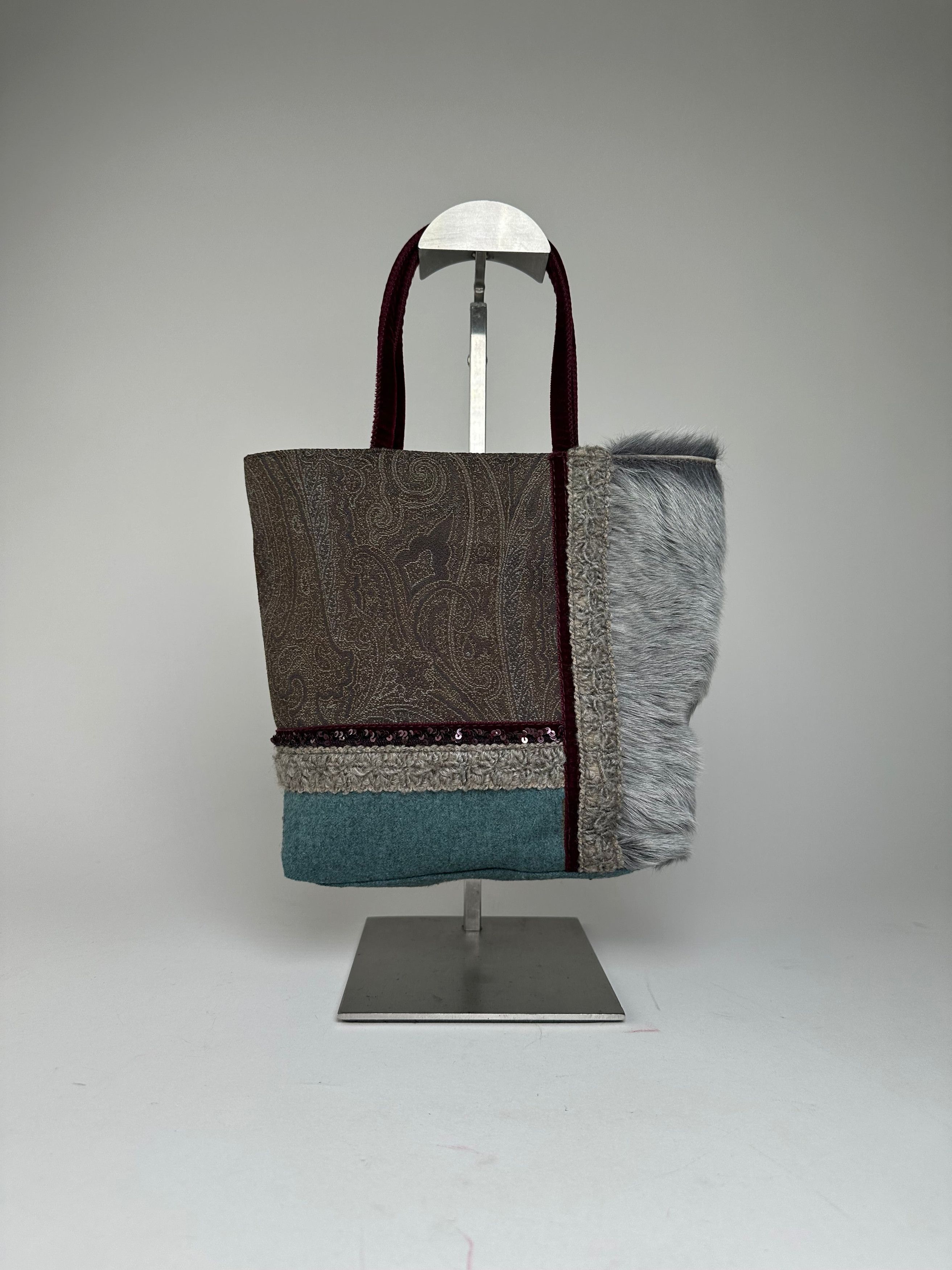 Etro Vintage Paisley Patchwork Multi Material Tote Bag Brown Burg Size ONE SIZE - 8 Thumbnail