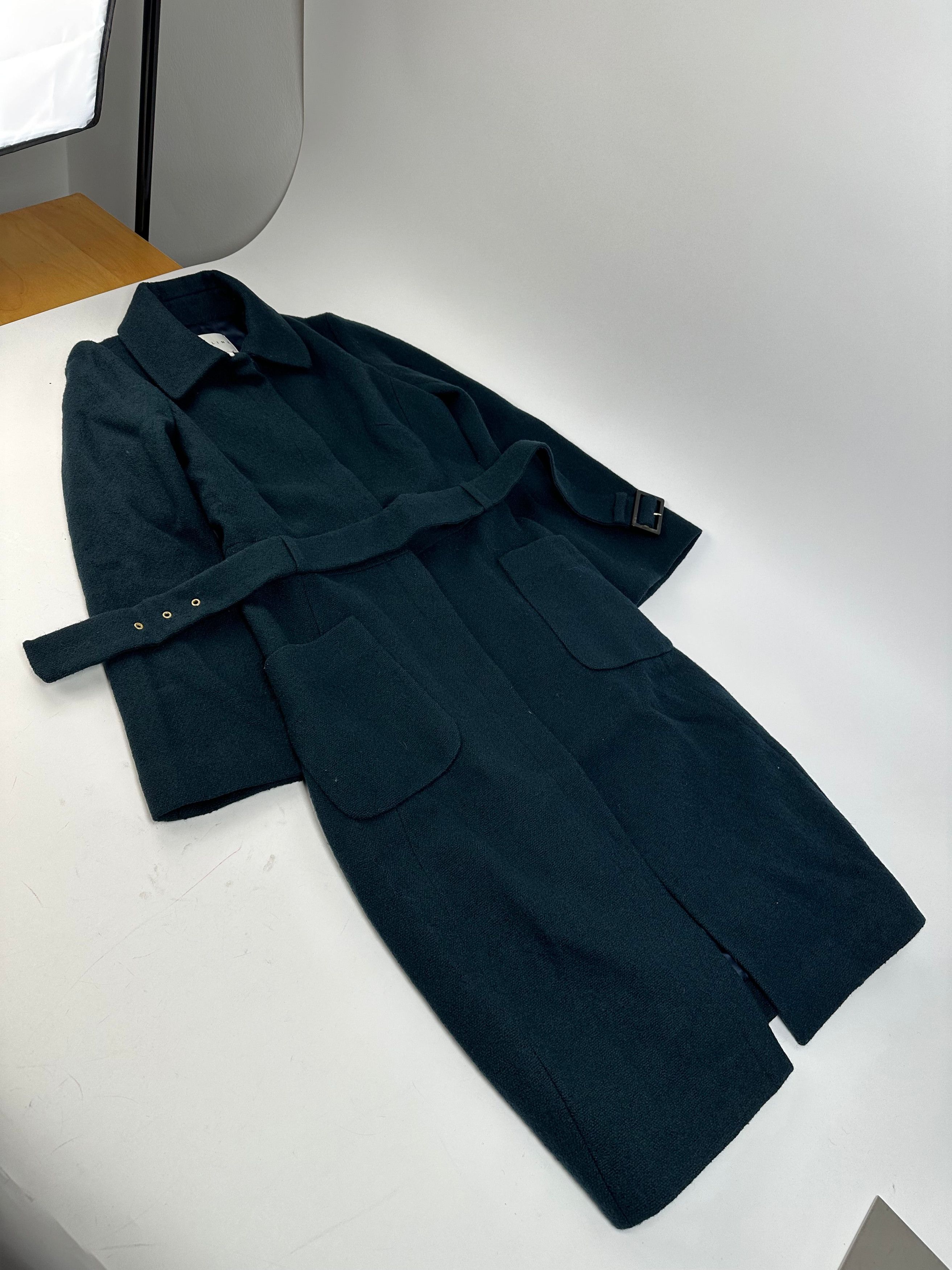 Celine Vintage Paris Wool Single Breasted Belted Trench Coat Teal S Size S / US 4 / IT 40 - 5 Thumbnail