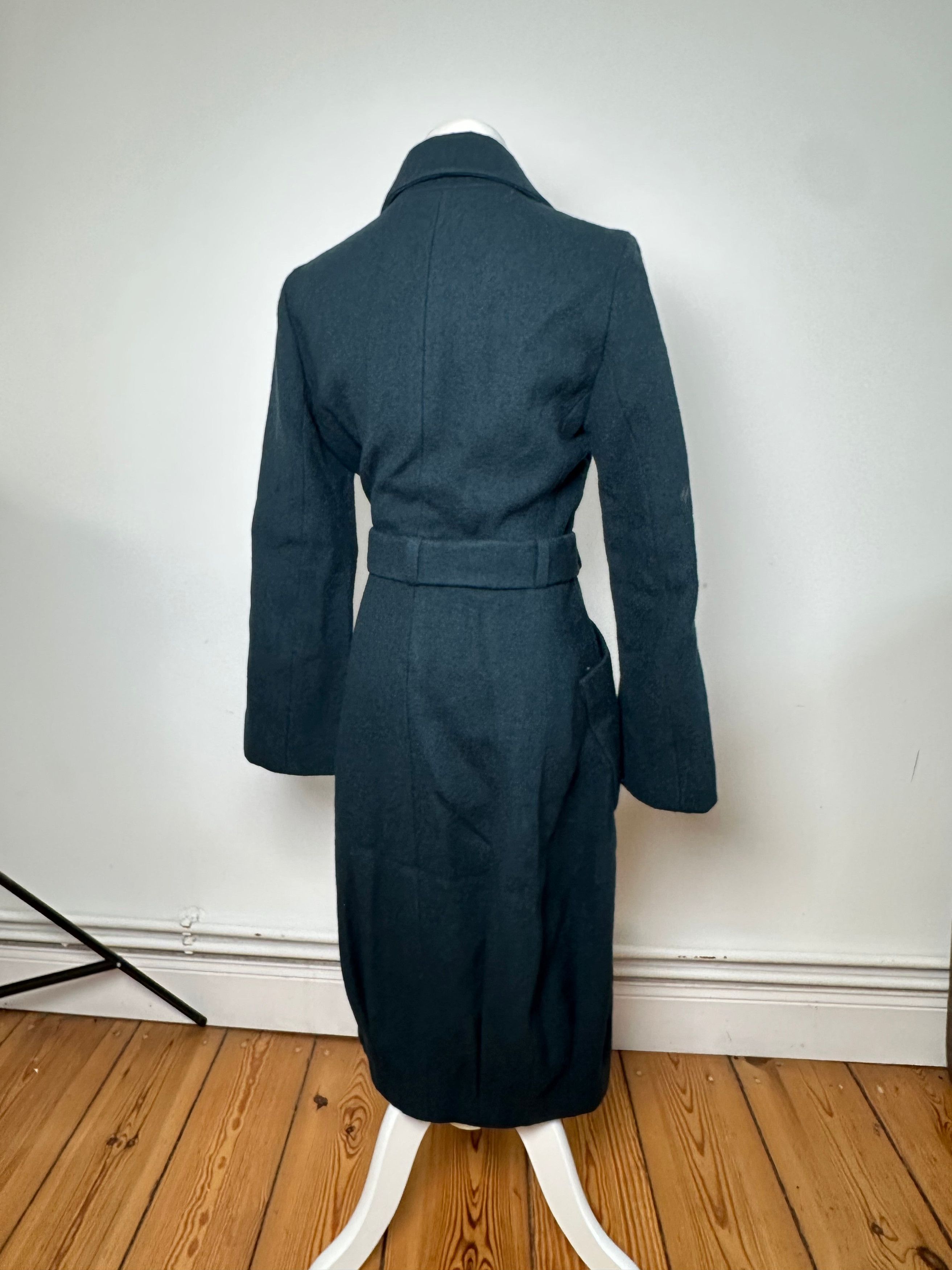 Celine Vintage Paris Wool Single Breasted Belted Trench Coat Teal S Size S / US 4 / IT 40 - 2 Thumbnail