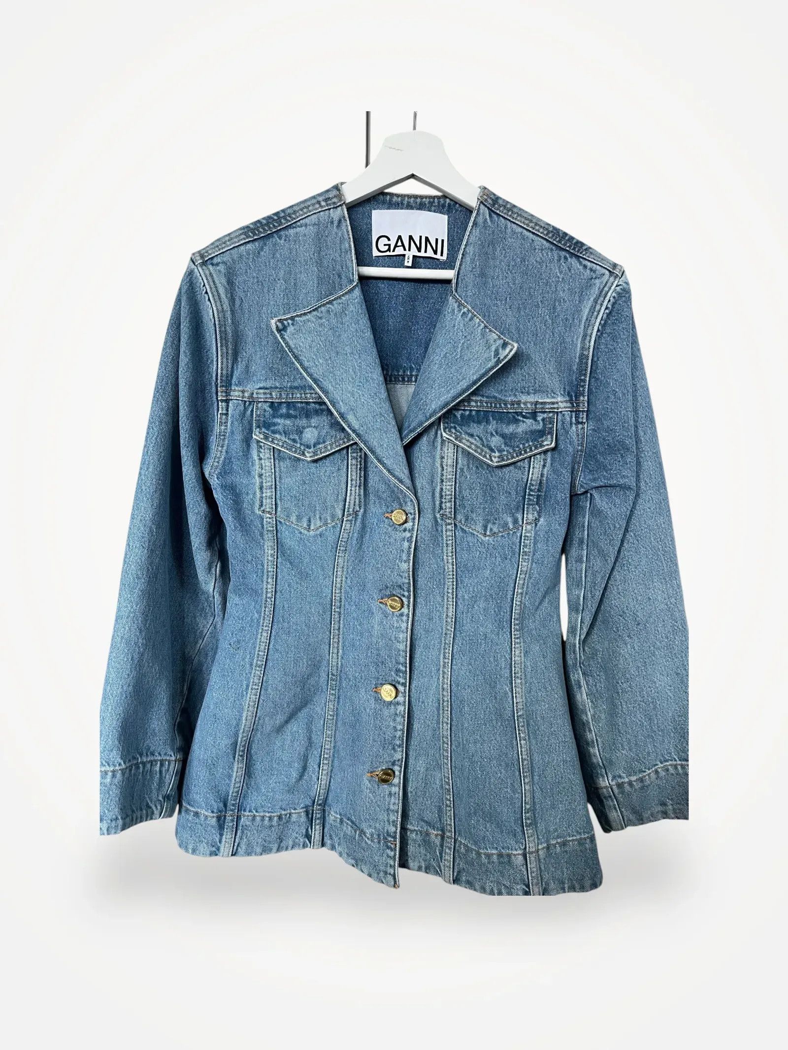Ganni Ganni Fitted Denim Blazer Jacket Size XS / US 0-2 / IT 36-38 - 2 Thumbnail