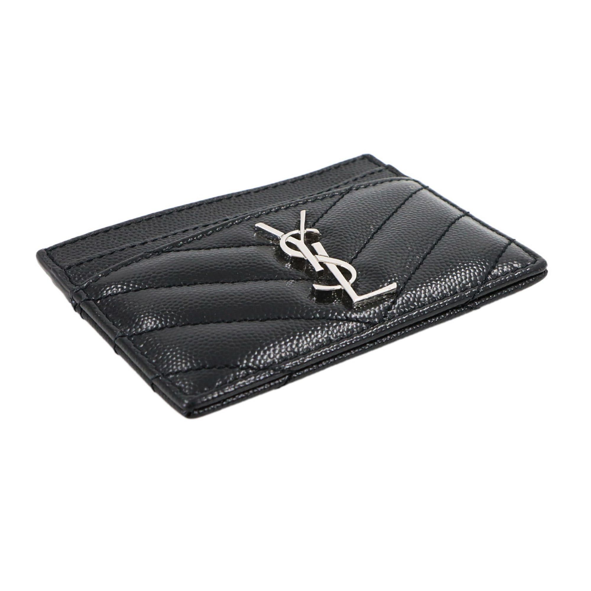 Saint Laurent Paris Saint Laurent Cassandra Business Card Holder/Card Case, Leather, Black, 423291 Case Size ONE SIZE - 4 Thumbnail