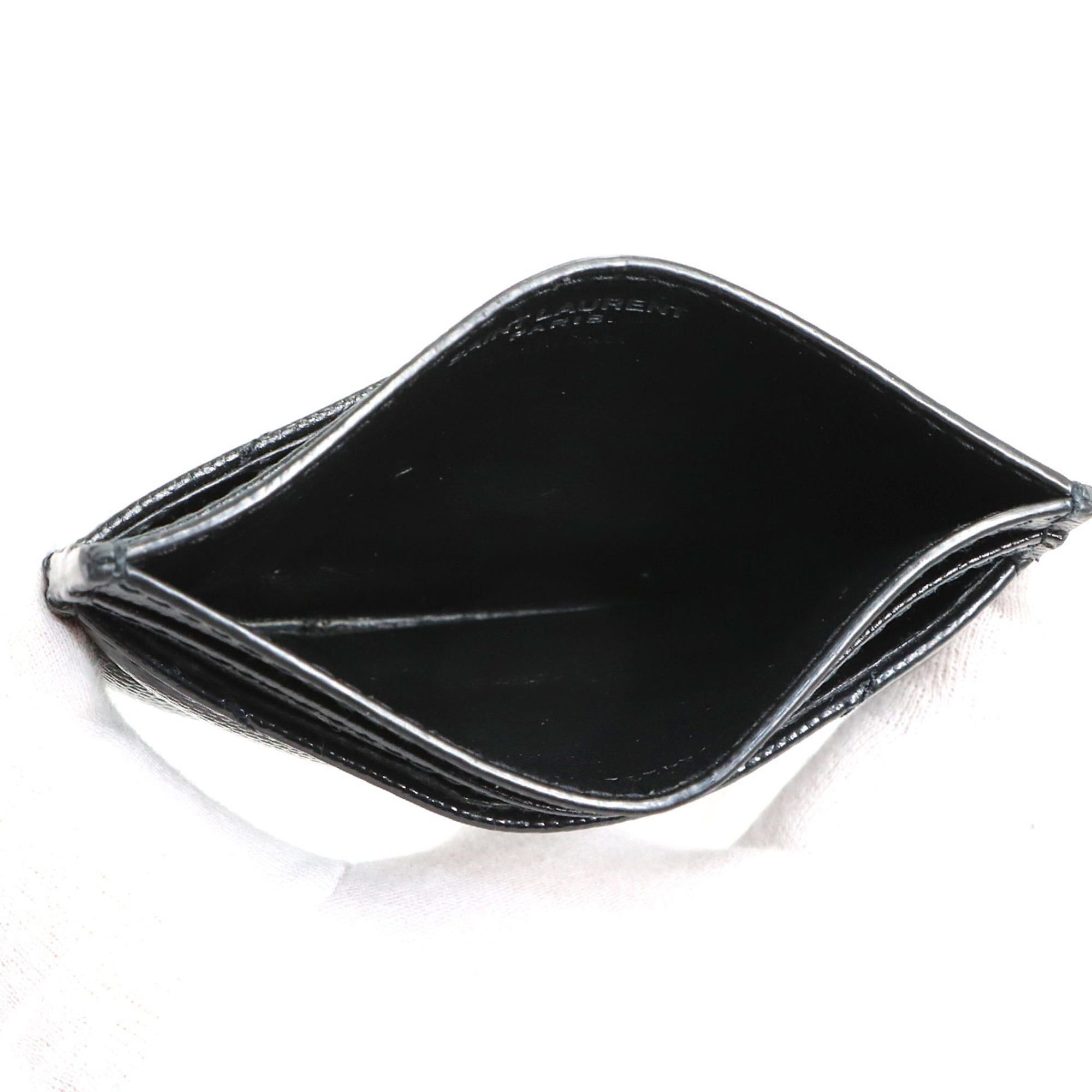 Saint Laurent Paris Saint Laurent Cassandra Business Card Holder/Card Case, Leather, Black, 423291 Case Size ONE SIZE - 6 Thumbnail