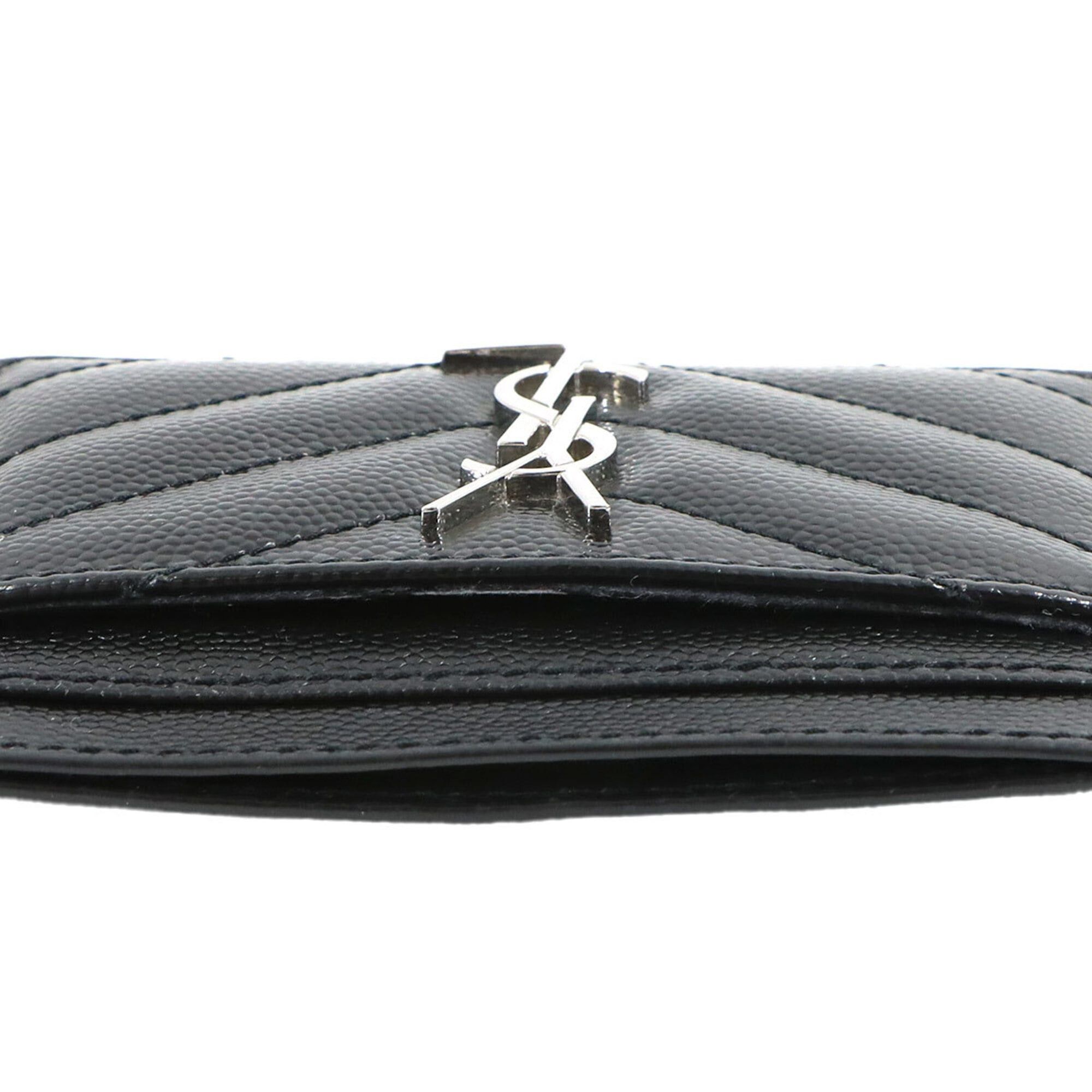 Saint Laurent Paris Saint Laurent Cassandra Business Card Holder/Card Case, Leather, Black, 423291 Case Size ONE SIZE - 8 Thumbnail