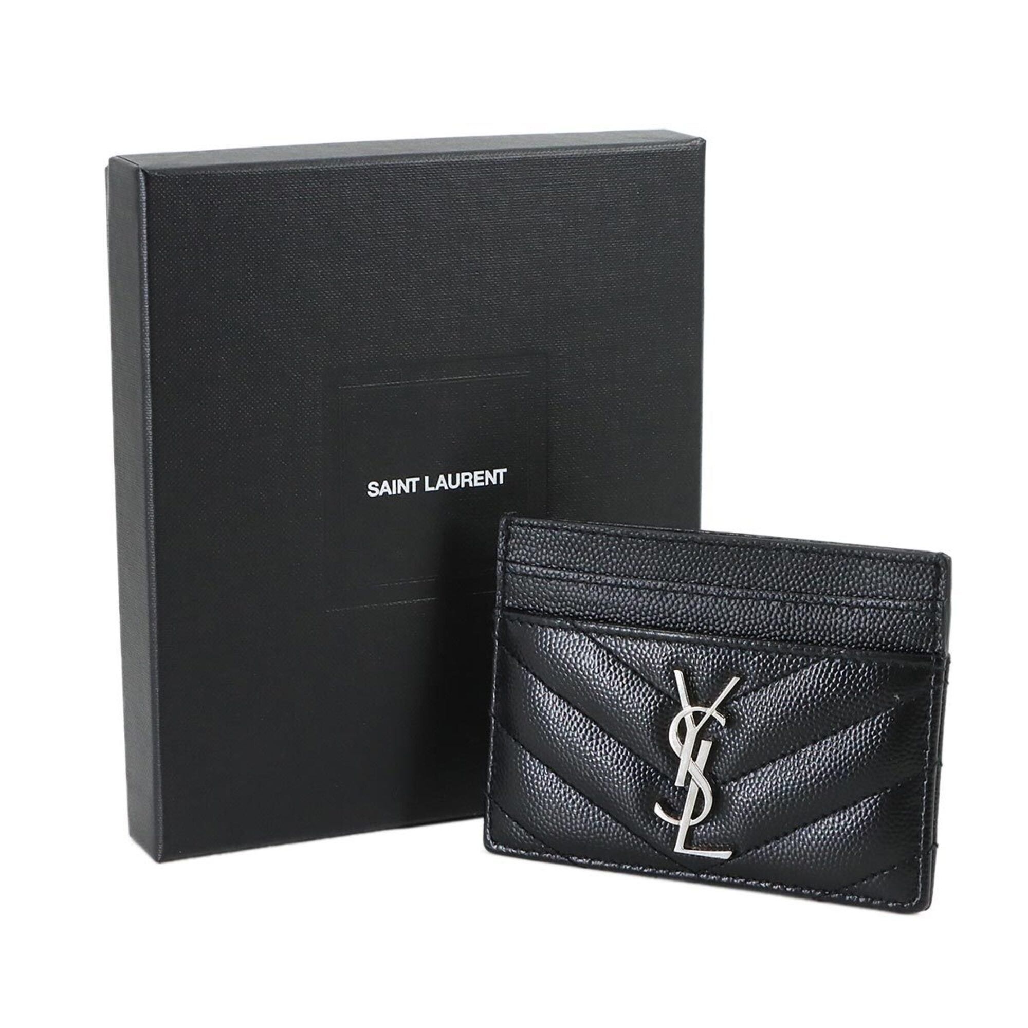 Saint Laurent Paris Saint Laurent Cassandra Business Card Holder/Card Case, Leather, Black, 423291 Case Size ONE SIZE - 2 Thumbnail