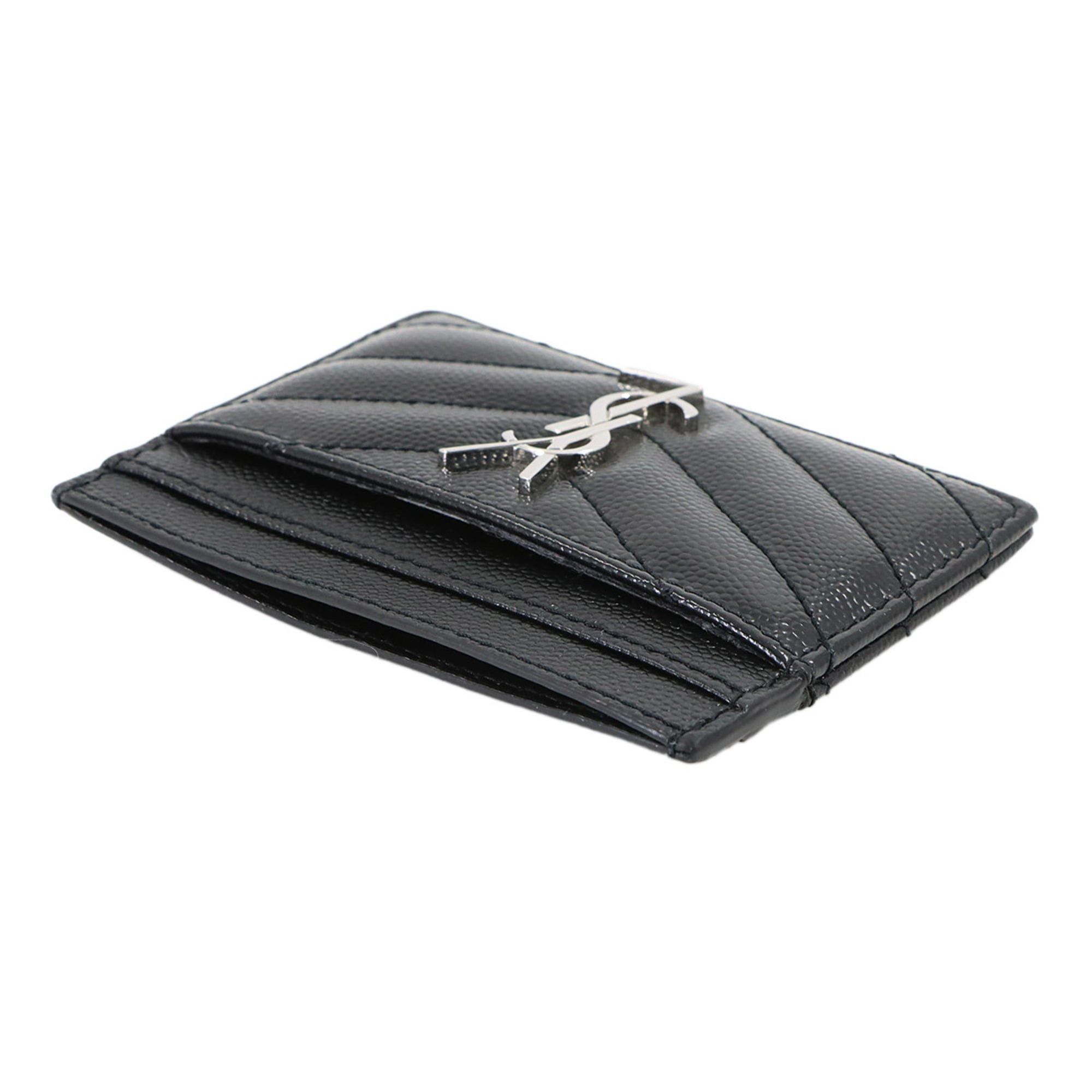 Saint Laurent Paris Saint Laurent Cassandra Business Card Holder/Card Case, Leather, Black, 423291 Case Size ONE SIZE - 5 Thumbnail
