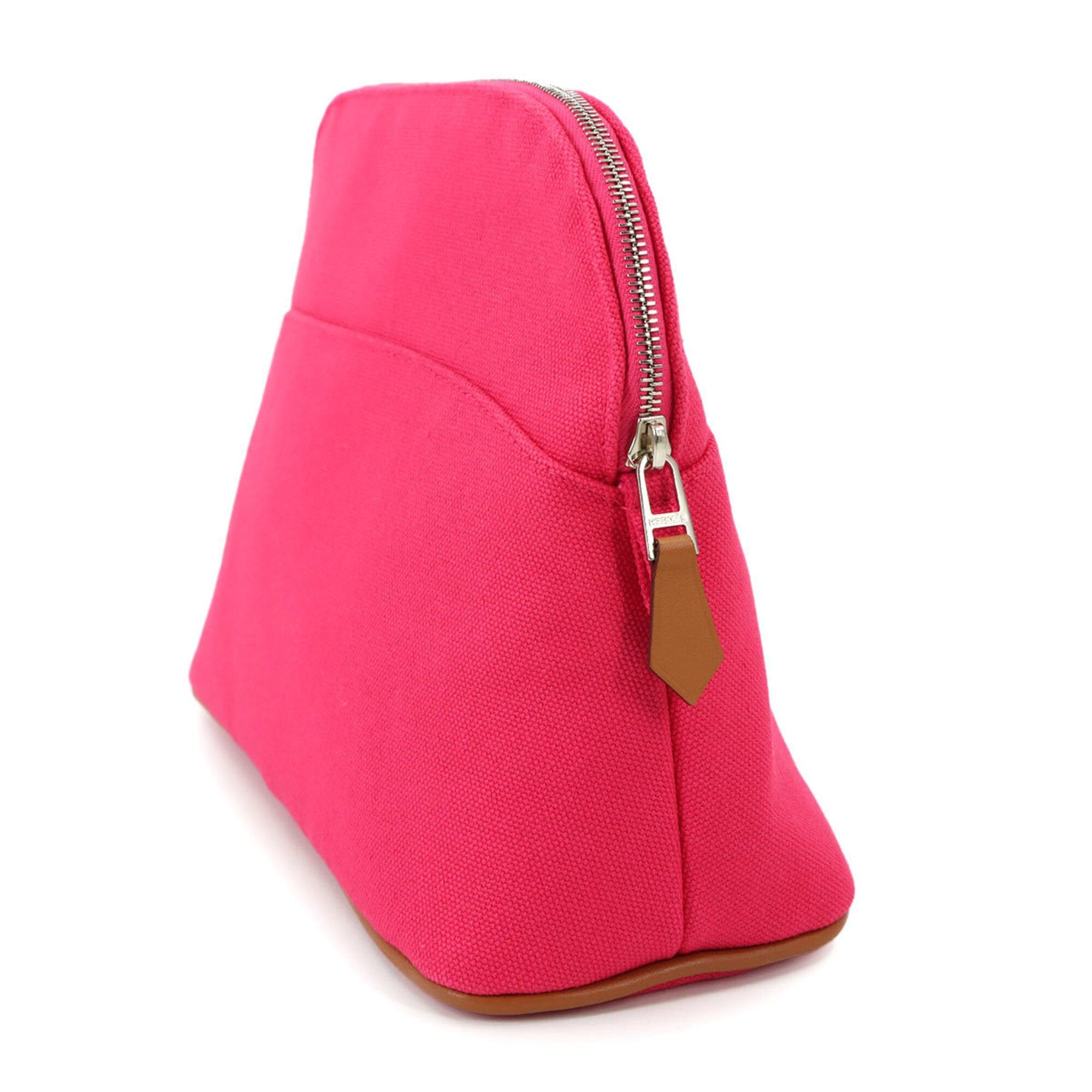 Hermes Hermes Bolide Handbag Pouch MM Cotton Canvas Leather Hibiscus Silver Hardware Size ONE SIZE - 3 Thumbnail
