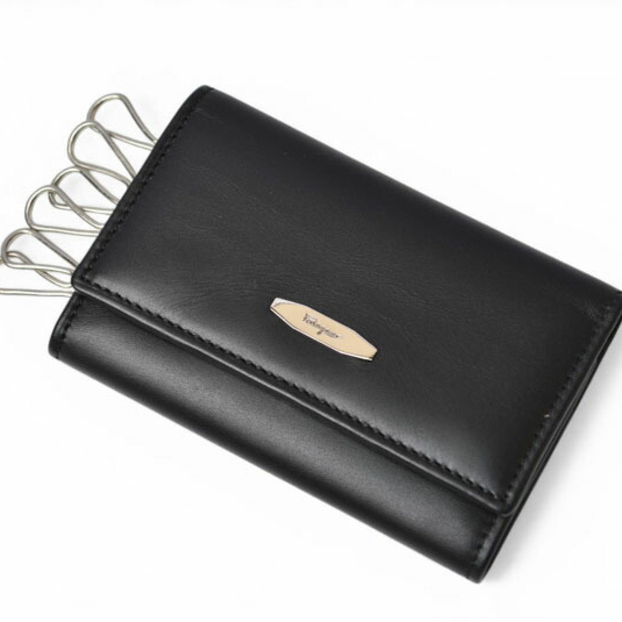 Salvatore Ferragamo Unused Salvatore Ferragamo Key Case Holder, Leather, Black, 22.8150 Size ONE SIZE - 4 Thumbnail