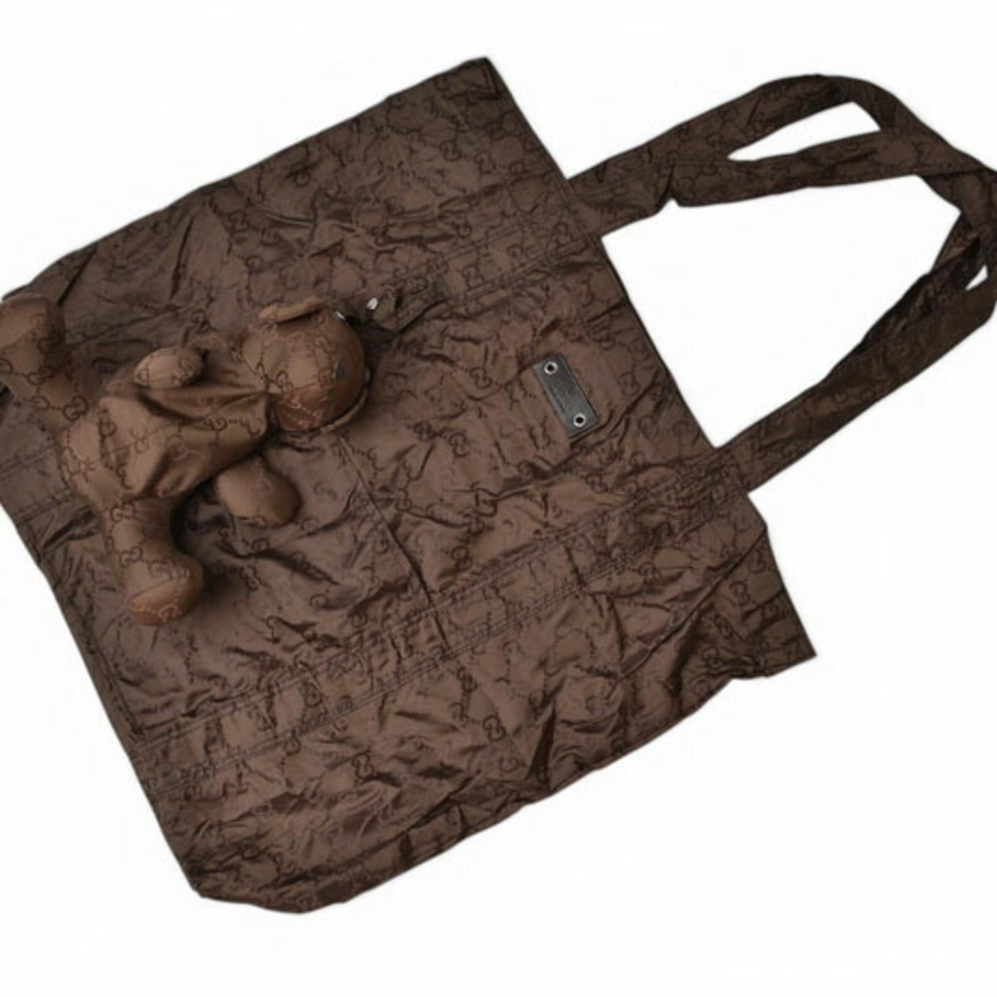 Gucci Gucci bag, GUCCI GG nylon, teddy bear design, storage compartment, nylon pattern, brown, 223669 Size ONE SIZE - 7 Thumbnail