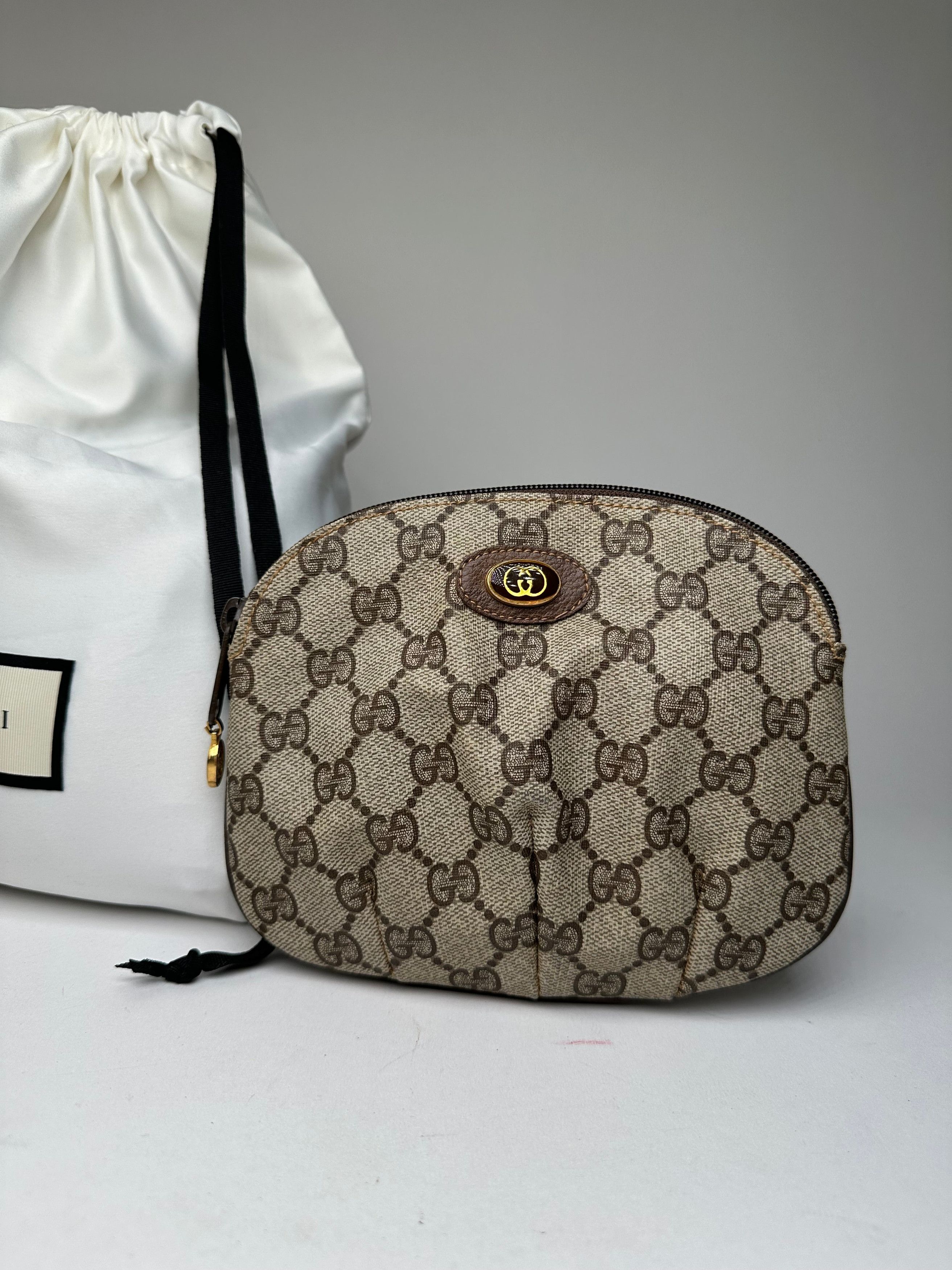 Gucci Vintage GG Supreme Canvas Mini Pouch Beige Brown Size ONE SIZE - 6 Thumbnail