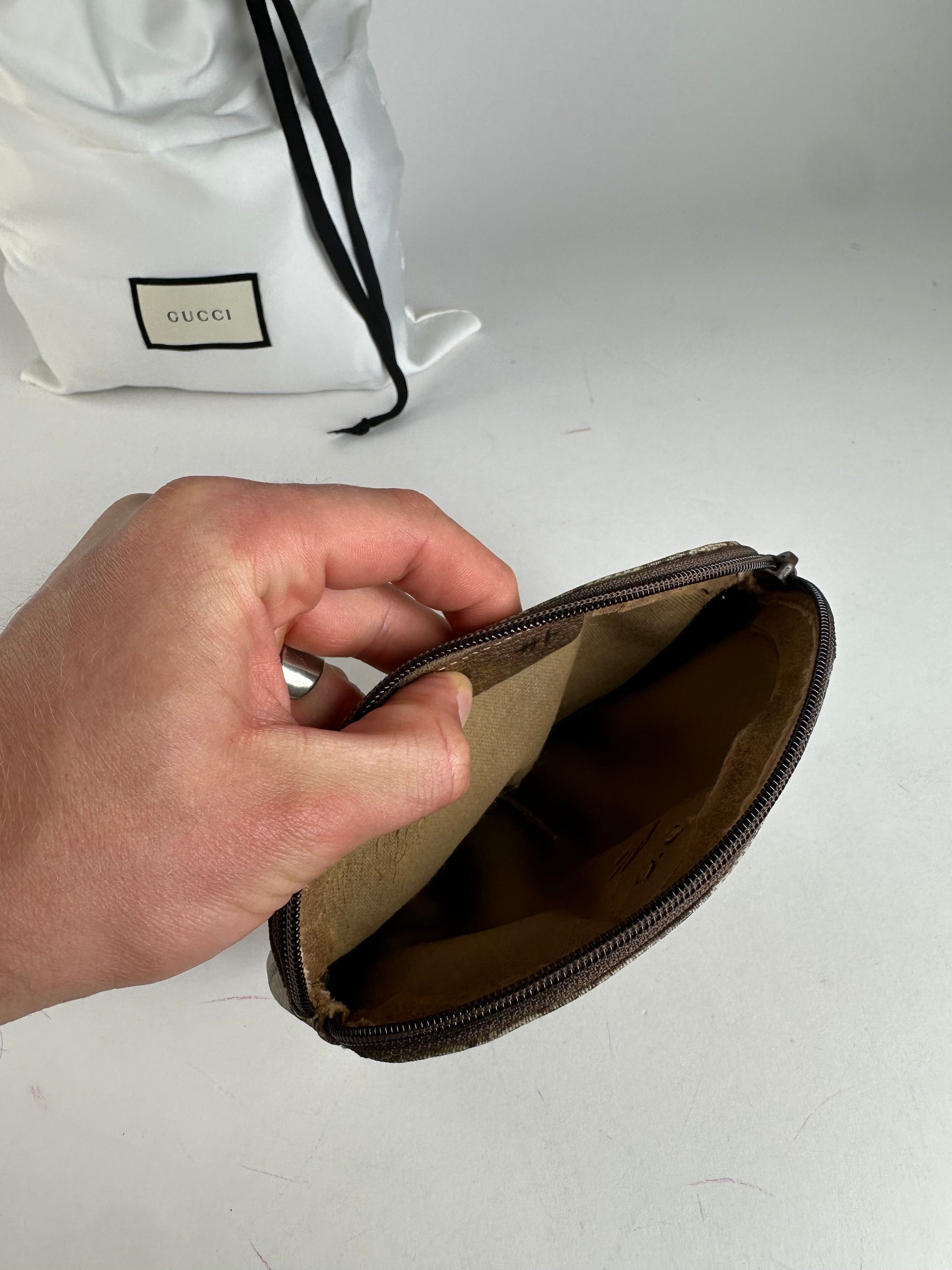 Gucci Vintage GG Supreme Canvas Mini Pouch Beige Brown Size ONE SIZE - 3 Thumbnail